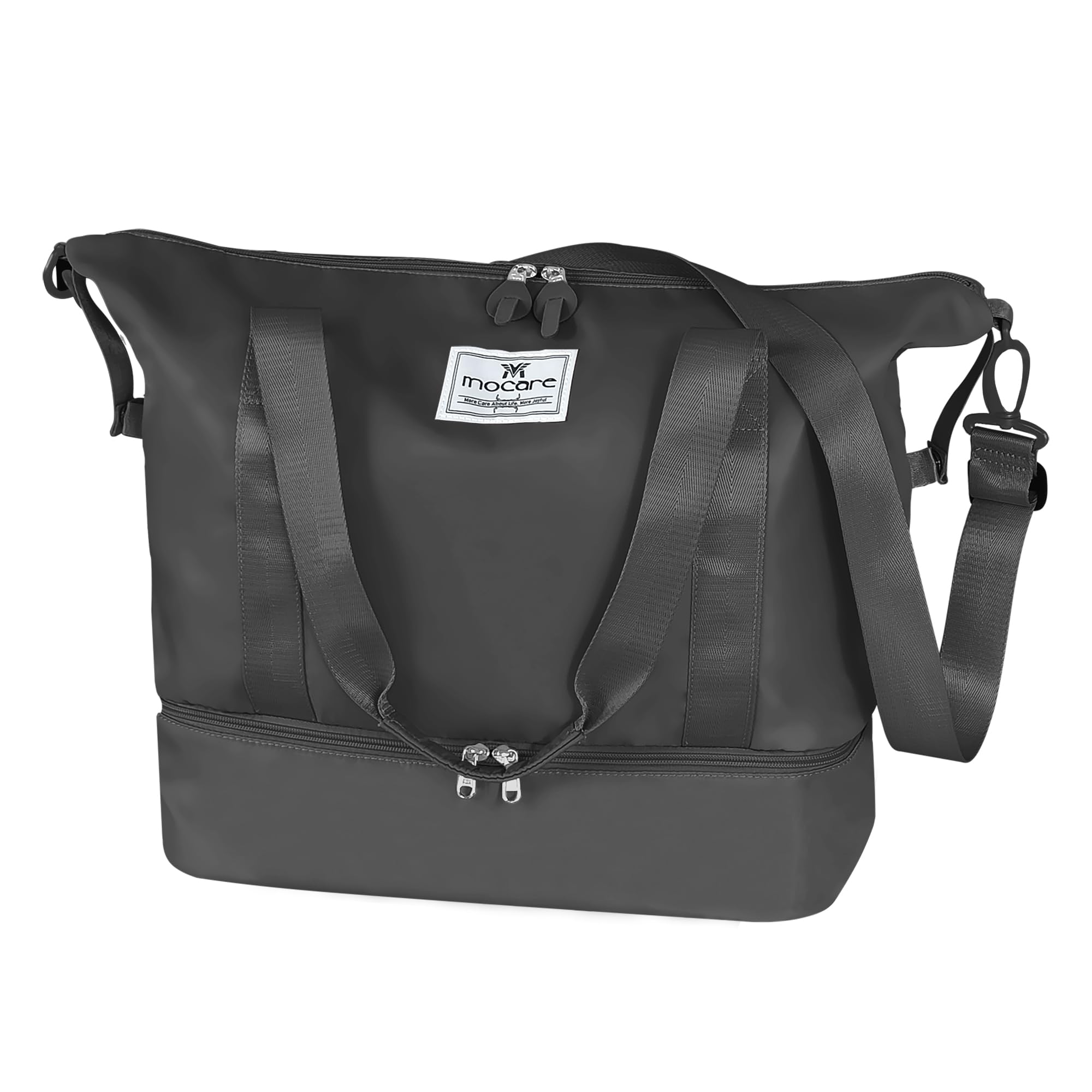 **MOCARE Travel Duffel Bag for Women - Lightweight Foldable Gym Tote, Carry-On Weekender Bag with Shoes Compartment - Perfect for Sports, Gym, Overnight Trips & Shopping (Black)**    *Ideal for travel, workouts, weekend getaways, and daily errands.*
