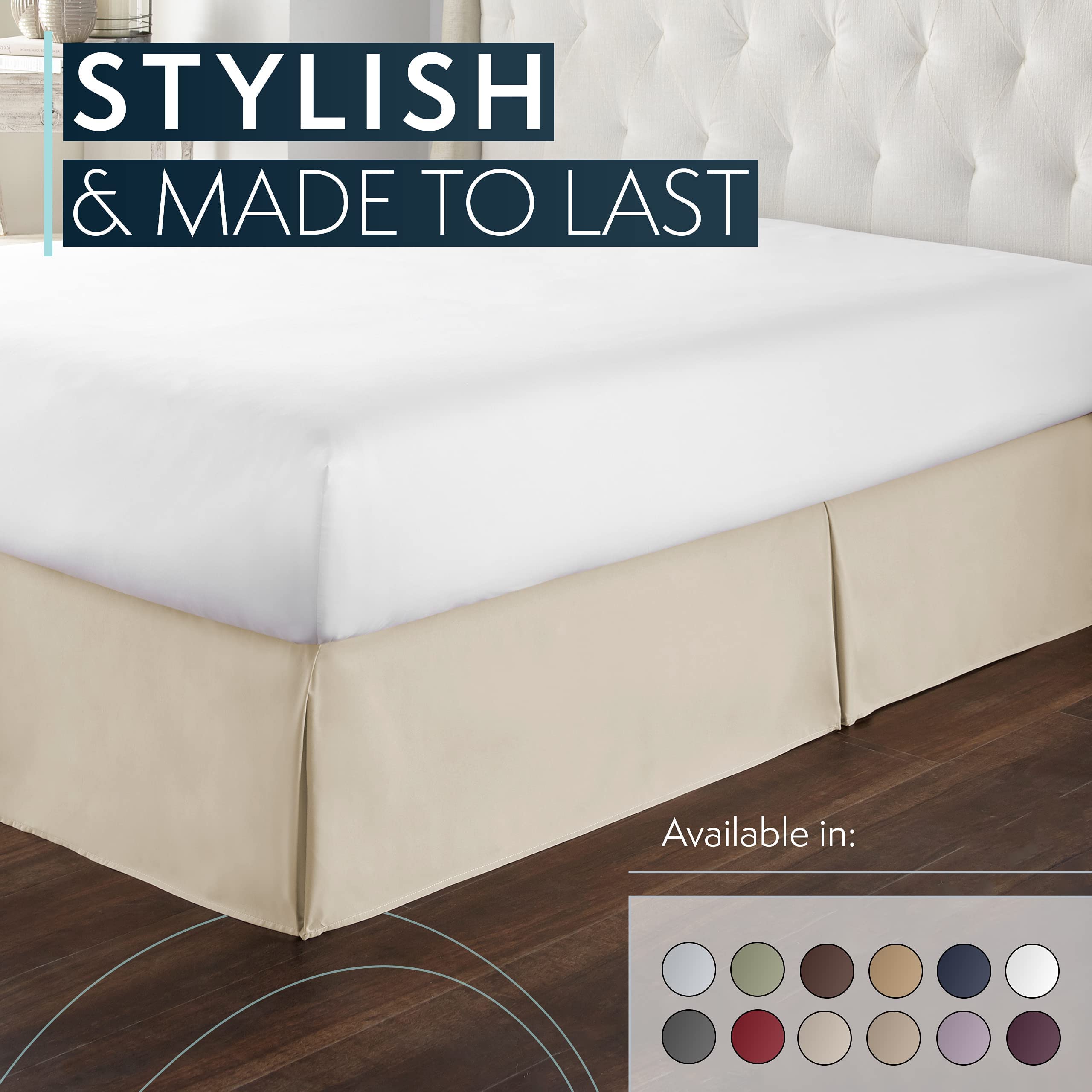 HC Collection Twin Bed Skirt - Soft Microfiber Box Spring Cover with 14