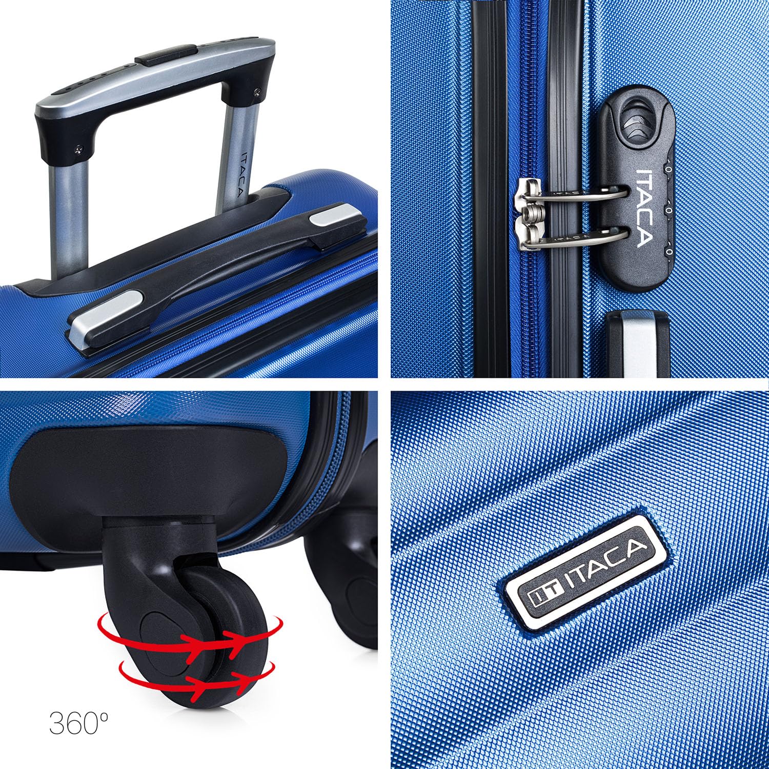 ITACA 55cm Blue Unisex Carry-On Luggage for Adults - Perfect for Air Travel, Business Trips & Weekend Getaways