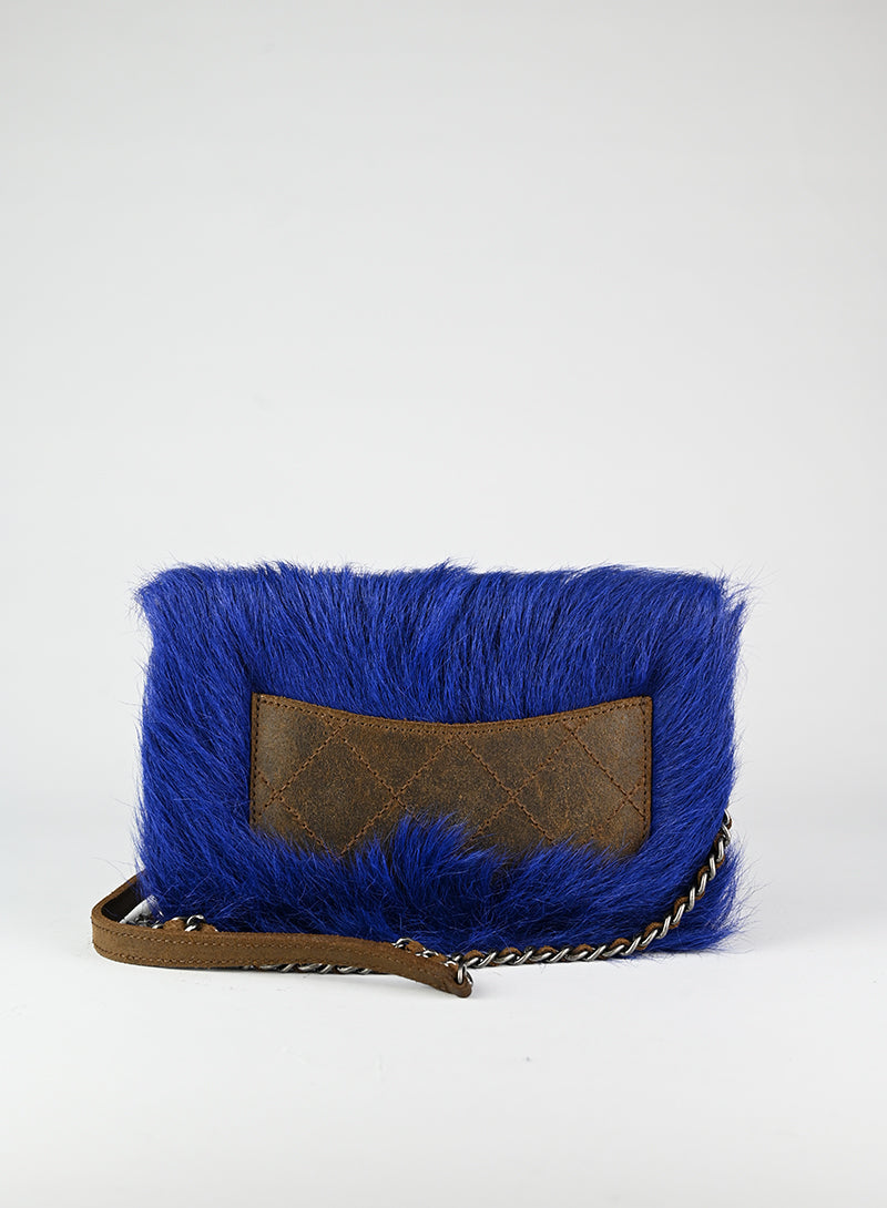 Chanel Blue Fur Crossbody Bag for Women - Luxury Designer Handbag for Evening Parties & Special Occasions