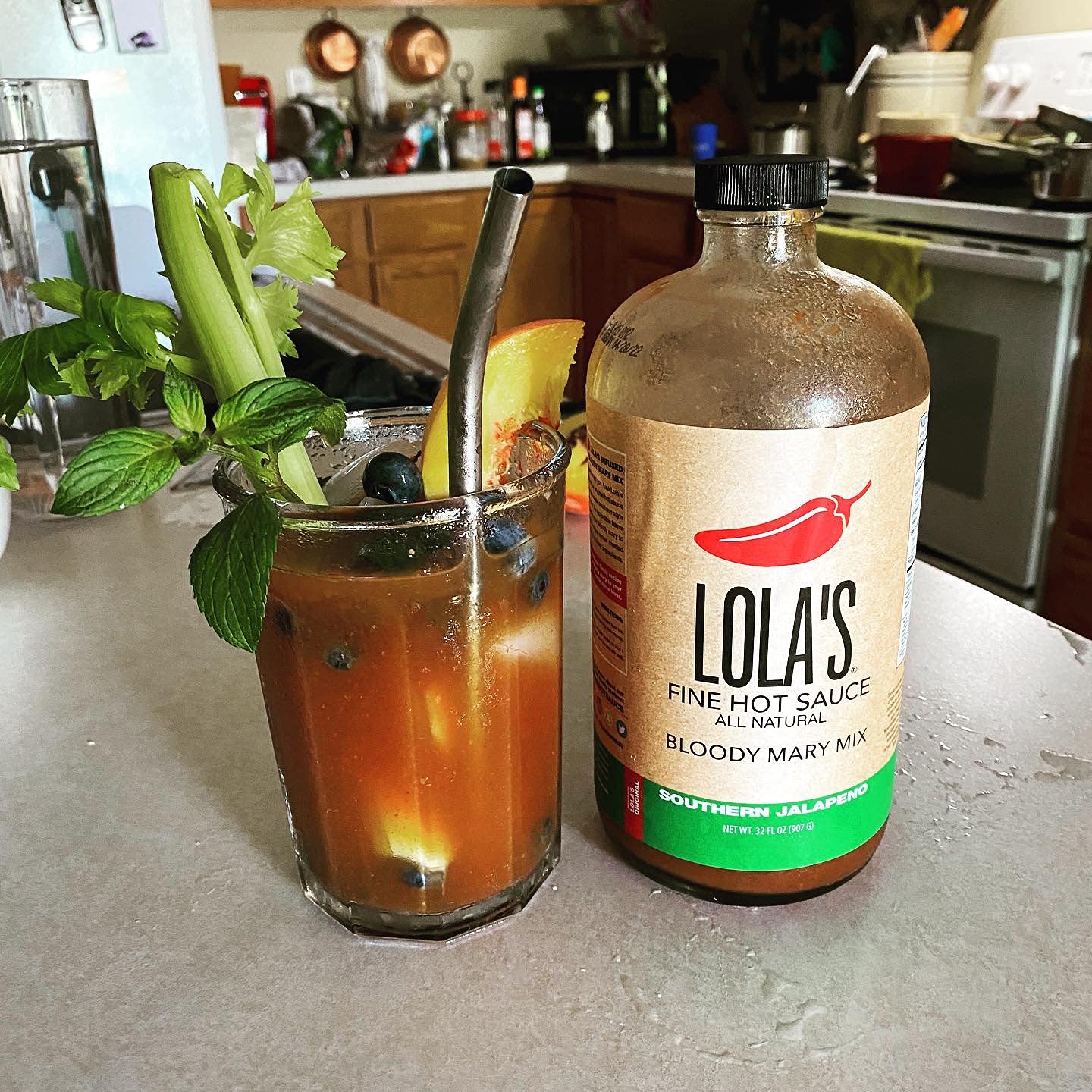 Lola's Southern Jalapeno Bloody Mary Mix 32 oz - All Natural Gluten Free Hot Sauce Infused Cocktail Mixer | Handcrafted Spicy Bloody Mary Drink for Brunch, Parties & Home Bars | Perfect for Entertaining & Gifting