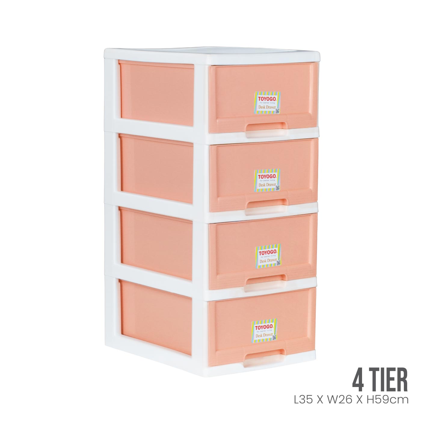 WHITE FRAME PEACH DRAWER (542-4WF-PCH)