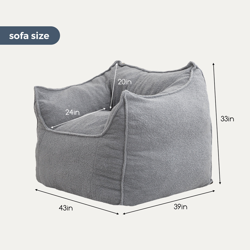 MAXYOYO Artistic Bean Bag Chair Sofa - Comfortable Lazy Chair with Armrests for Adults, Perfect for Gaming, Reading & Relaxing in Living Room, Bedroom or Dorm (Grey)