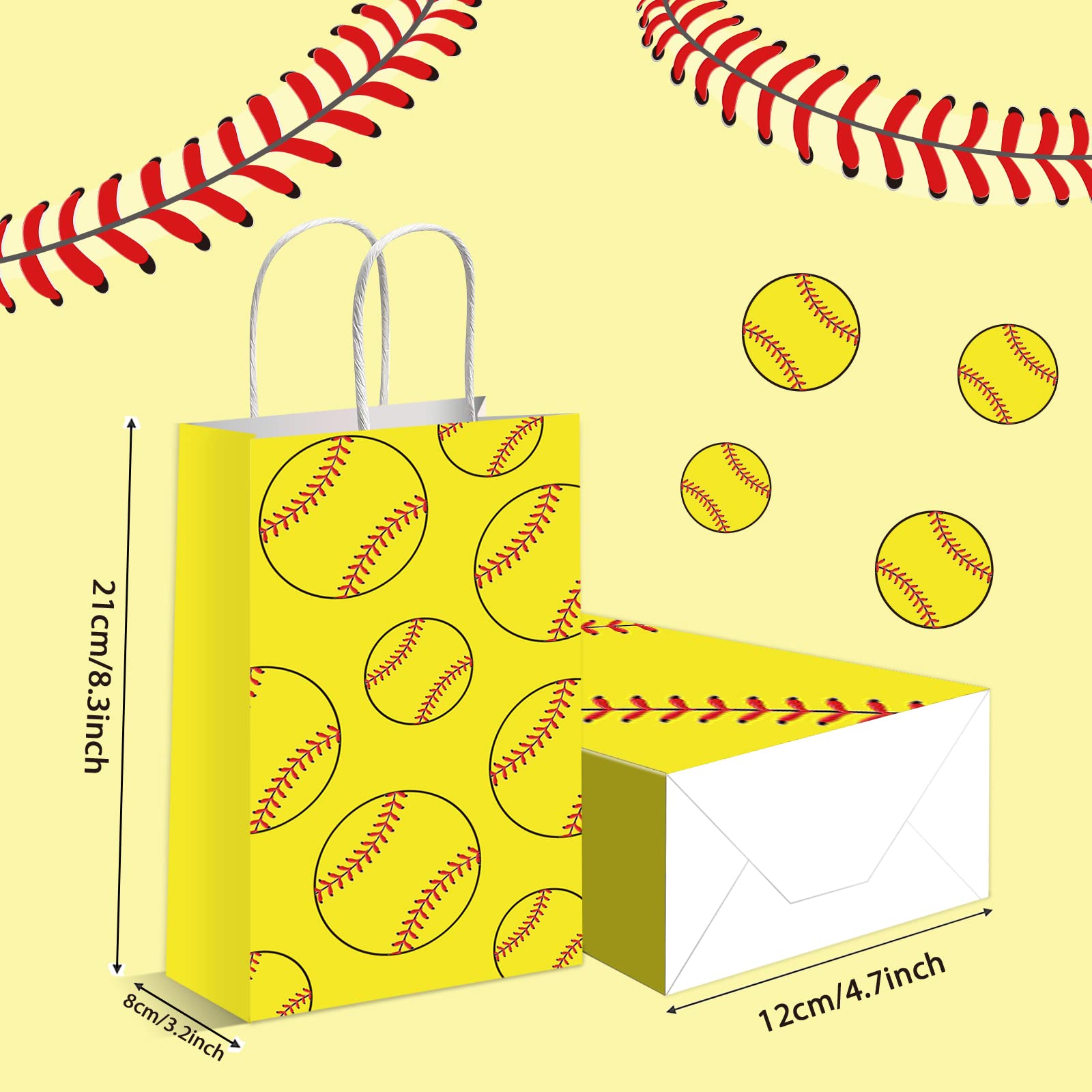 16 Pack Softball Party Favor Bags - Kraft Sports Goodie Bags for Softball Theme Birthday Party Decorations & Supplies - Perfect for Team Treats, Game Day Snacks & Sports Gift Giving