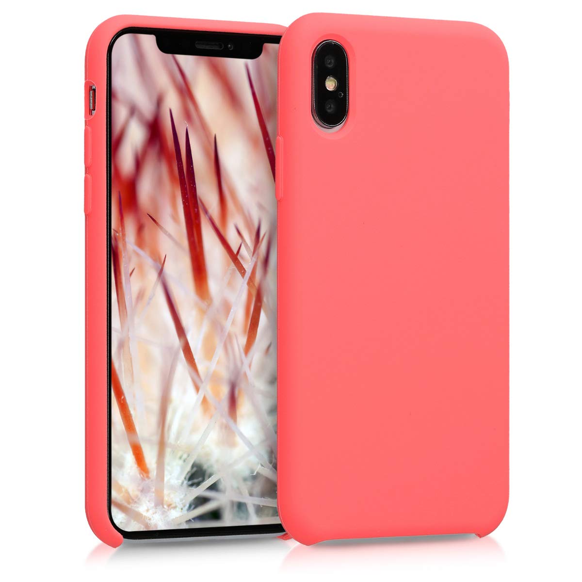 kwmobile TPU Silicone Case for Apple iPhone XS - Soft Protective Phone Cover in Neon Coral - Perfect for Everyday Use, Work & Travel