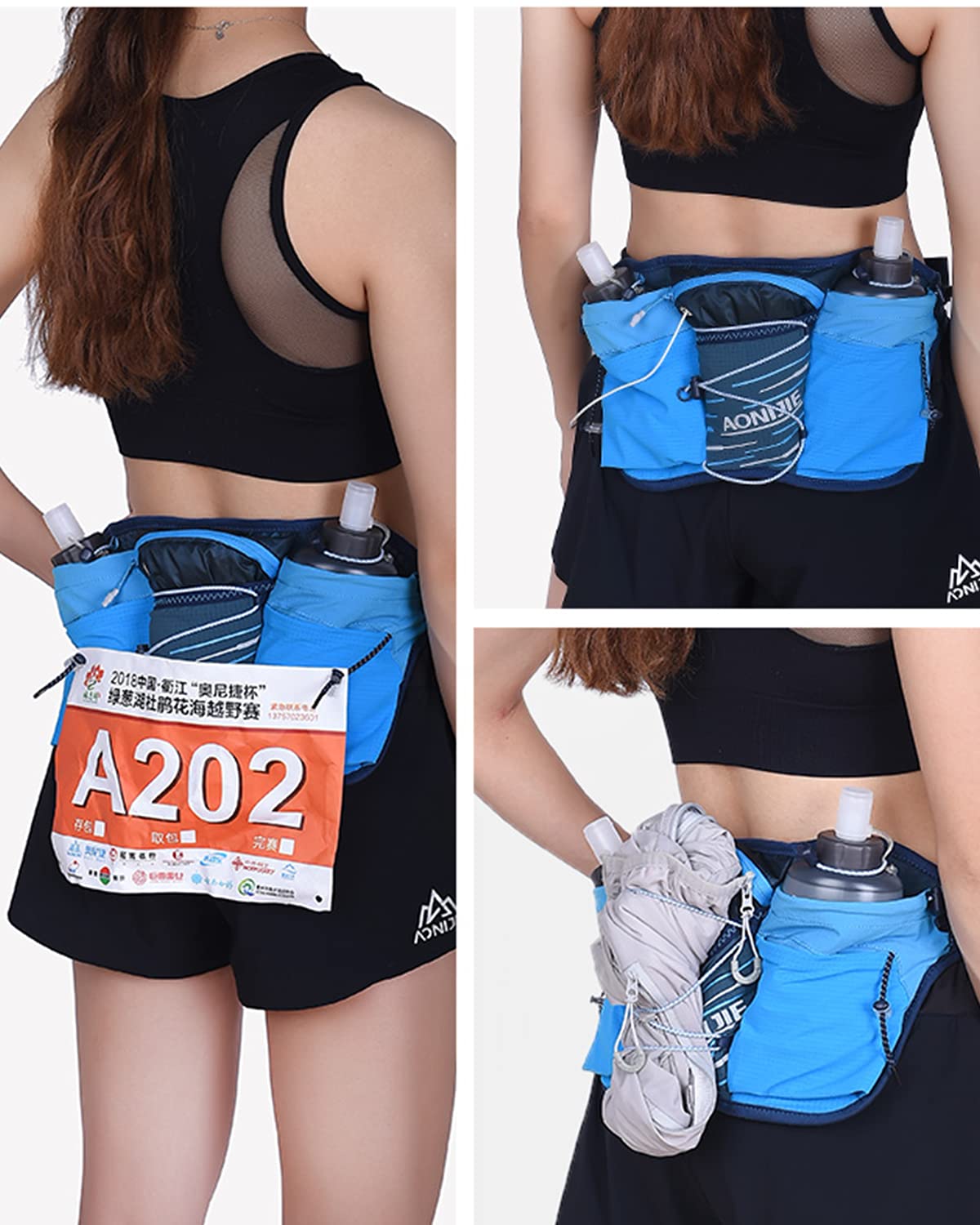 Waterproof Sports Fanny Pack with Hydration Bottle Holder - Multi-Pocket Running Belt for Hiking, Cycling & Travel - Features Headphone Hole & Water-Resistant Design (Bottle Not Included) | Perfect for Outdoor Adventures, Gym Workouts & Daily Commutes