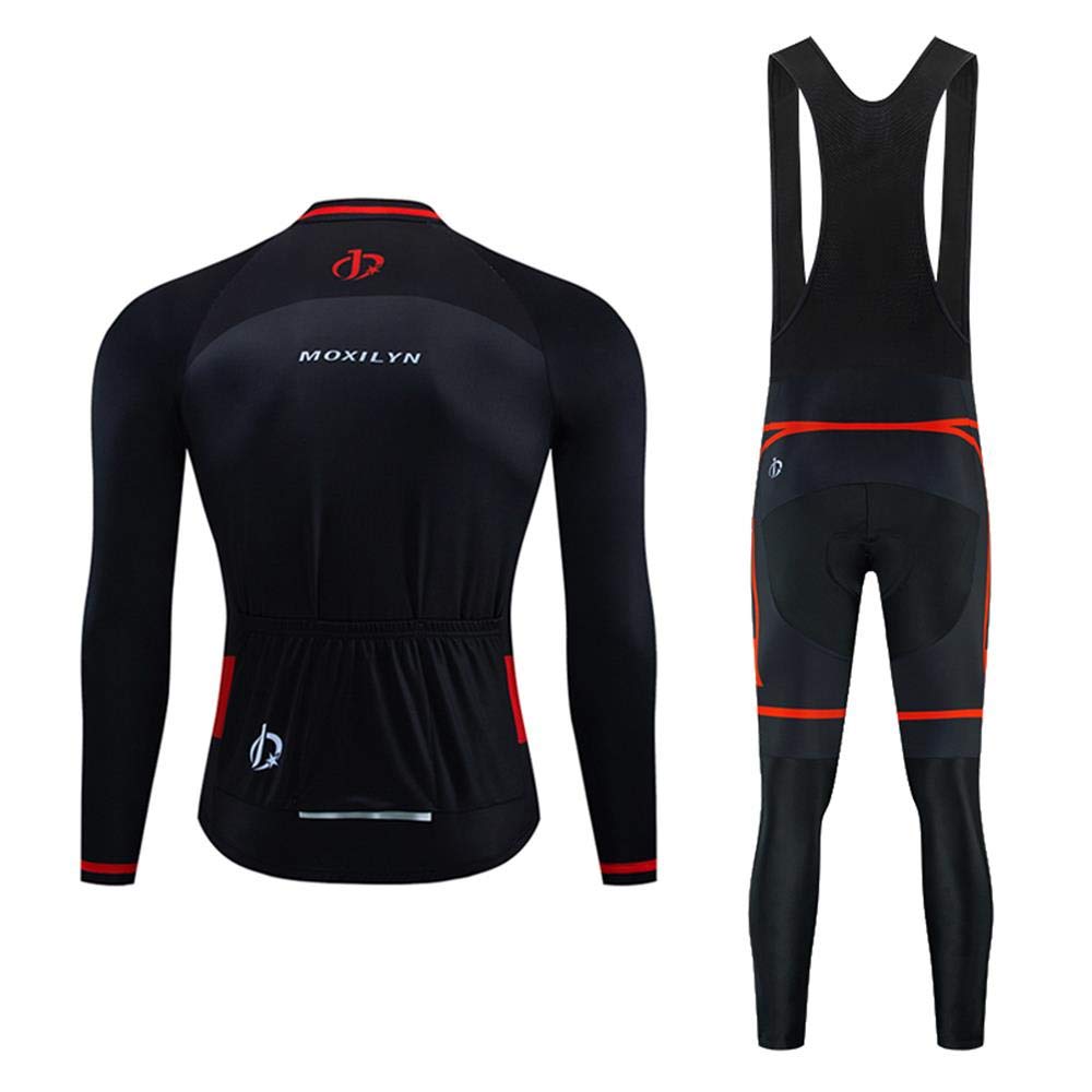 Men's Long Sleeve Pro Cycling Jersey & Bib Shorts Set with 9D Padded Chamois - Breathable Quick-Dry Bike Clothing for Road & Mountain Biking - Perfect for Training, Racing & Outdoor Cycling Adventures