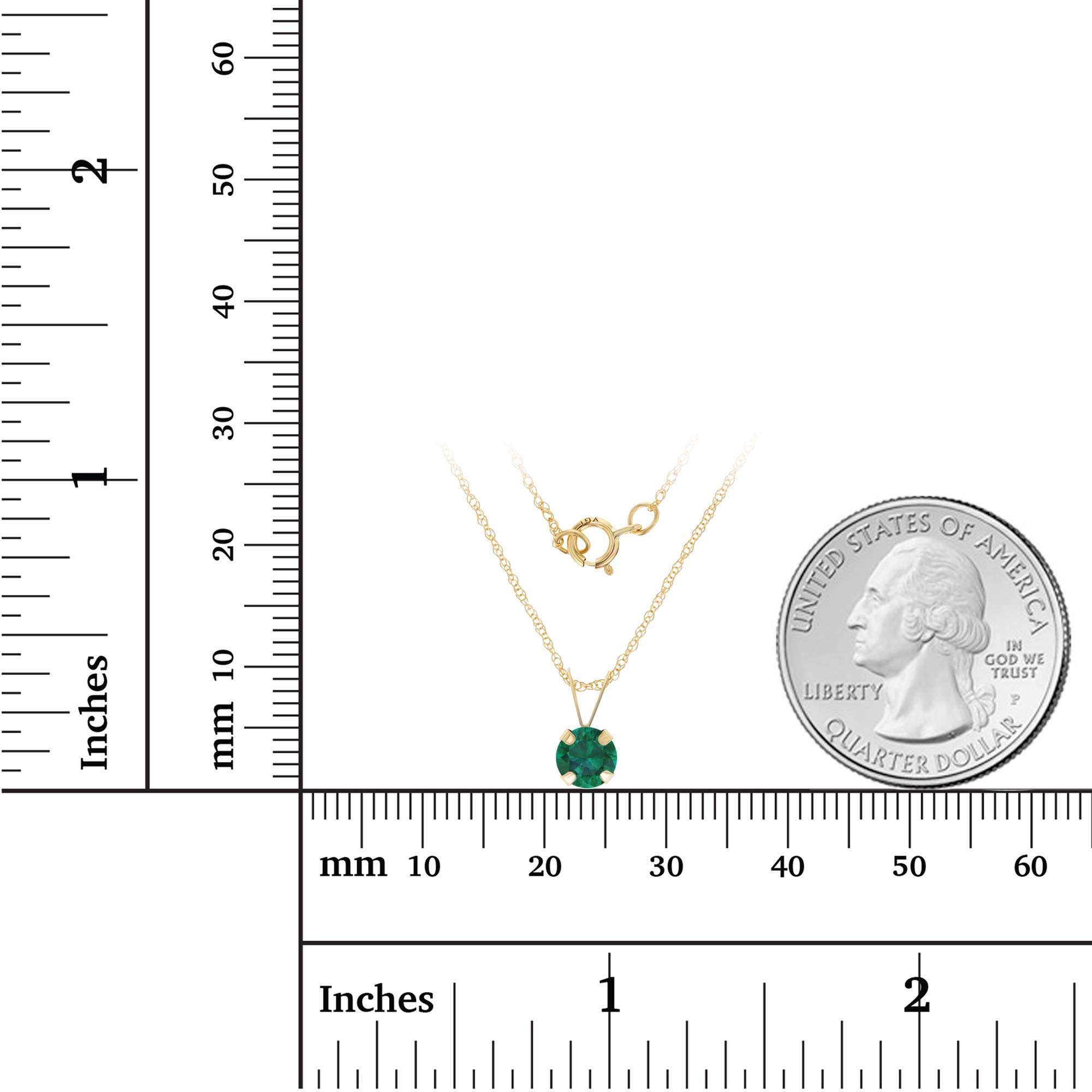 14K Solid Gold 5mm Round Genuine/Created Birthstone Necklace - Yellow, White & Rose Gold 18
