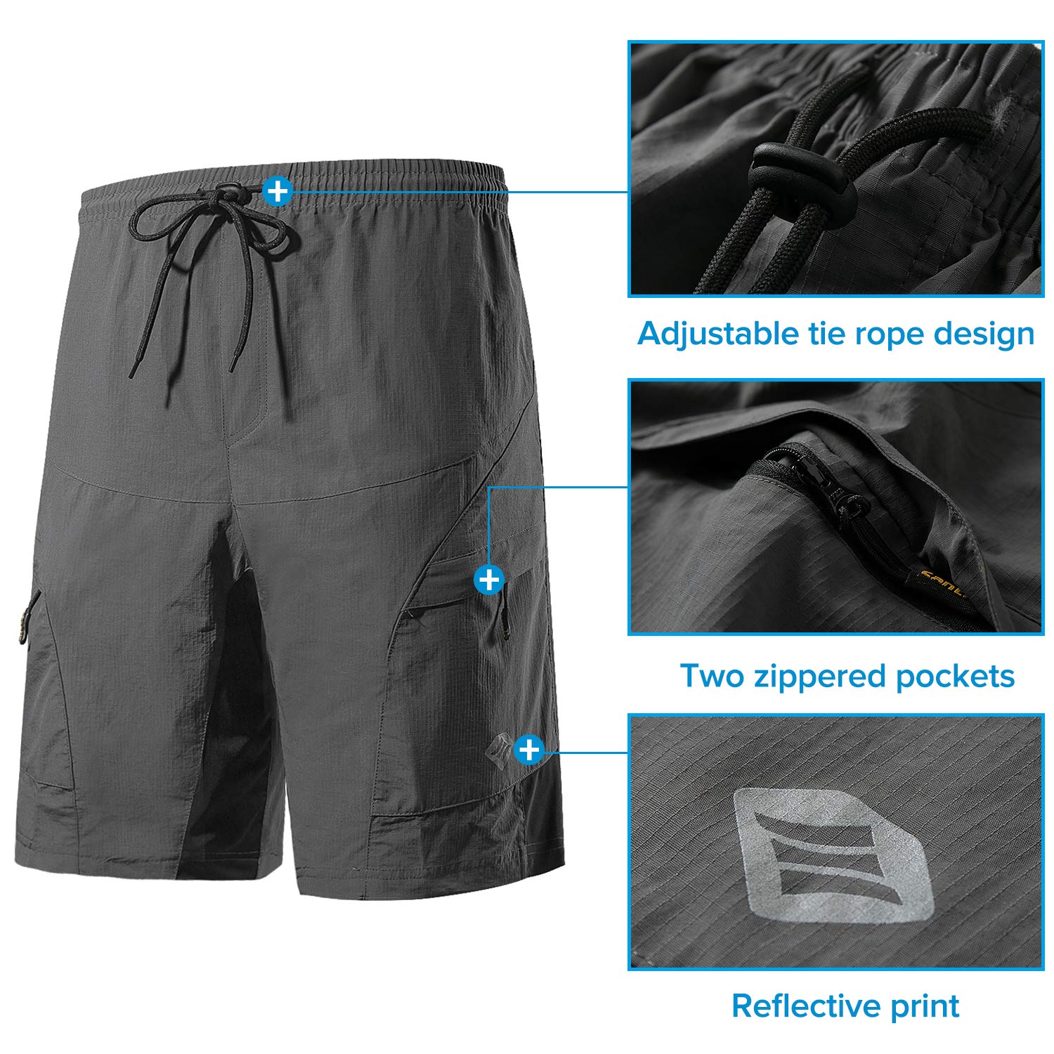 Santic Men's 3D Padded Mountain Bike Shorts - Lightweight Breathable Cycling MTB Shorts for Men - Perfect for Trail Riding, Mountain Biking & Outdoor Adventures