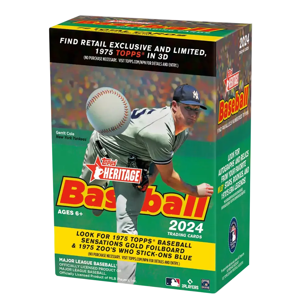 2024 Topps Heritage Baseball Blaster Box - 24 Packs with Exclusive Rookie Cards & Inserts - Perfect for Collectors, Fantasy Sports, and Baseball Memorabilia Enthusiasts