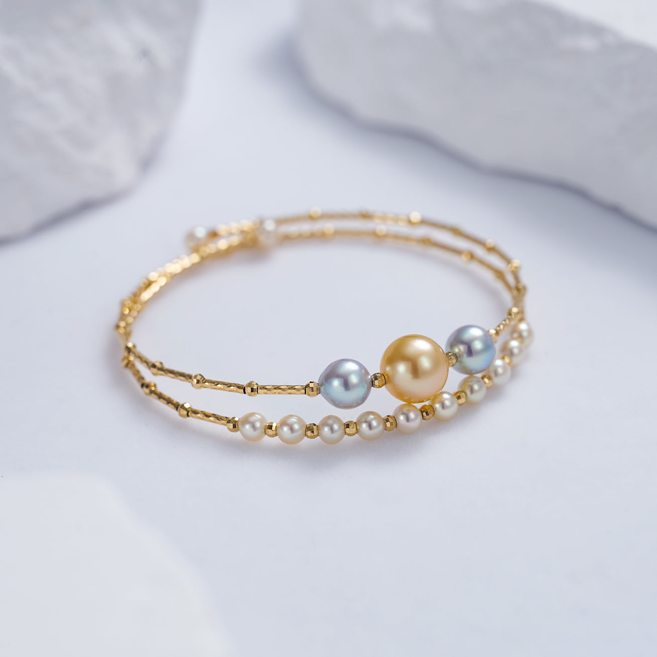 18K Solid Gold South Sea Akoya Pearl Bracelet KB00033 | Elegant Pearl Jewelry for Women | Perfect for Weddings, Parties & Special Occasions