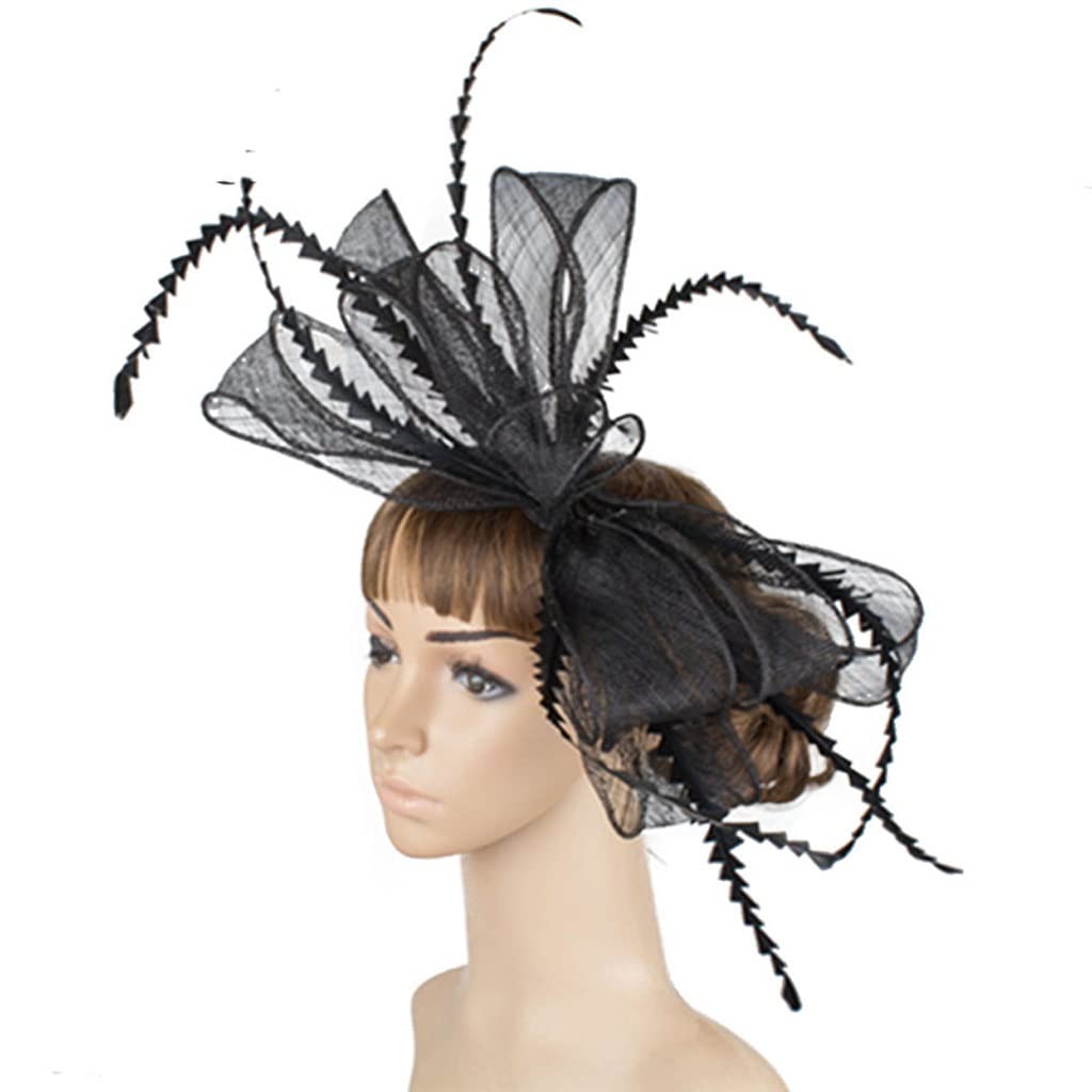 Elegant Big Bow Fascinator Hat for Women - Wedding & Party Hair Accessories, 30cm Black Headwear for Bridal, Prom, Tea Party & Special Occasions