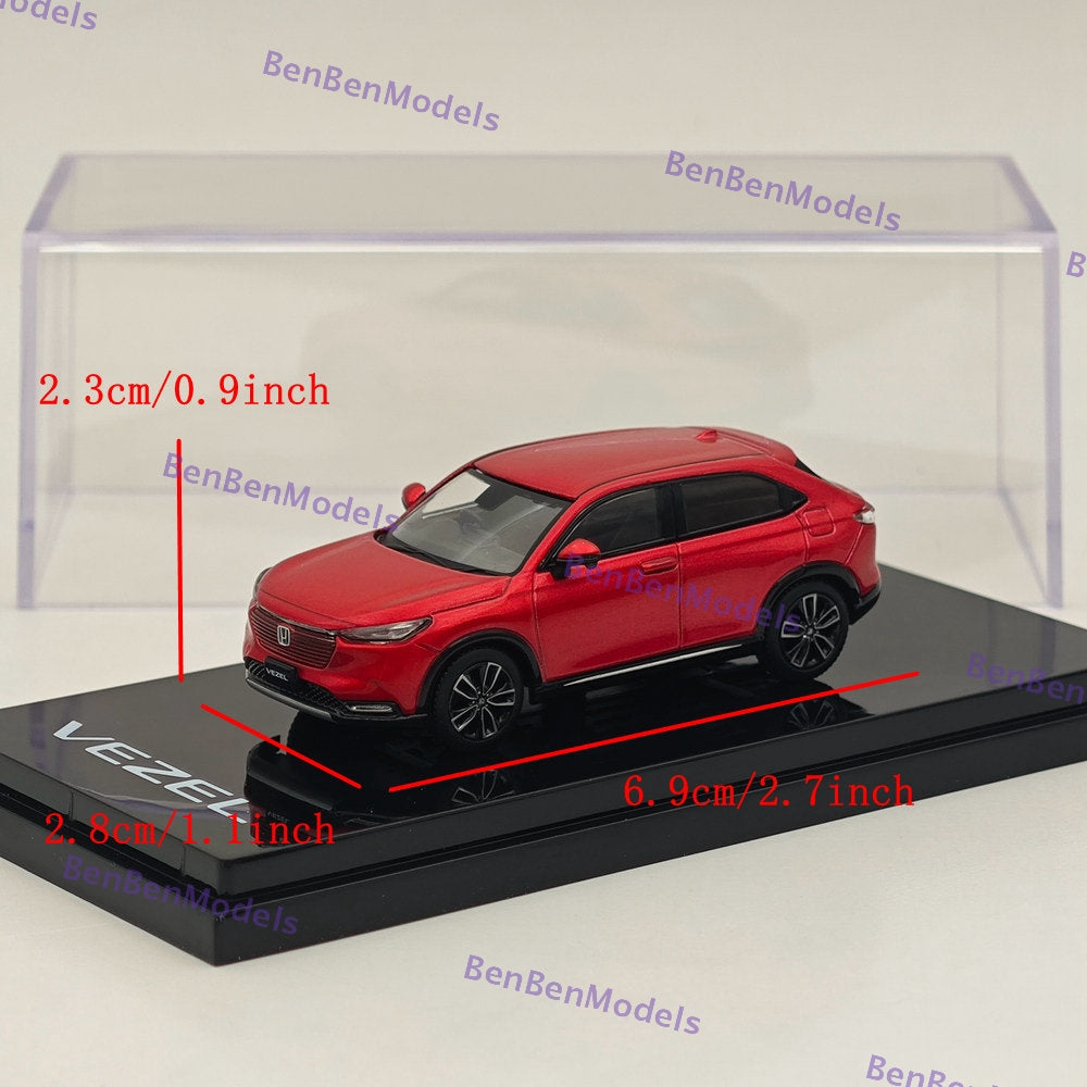 1/64 Scale Hobby Japan VEZEL e: HEV Z Premium Crystal Red Metallic Diecast Car Model HJ641071ARM - Perfect for Collectors, Display, and Gifts