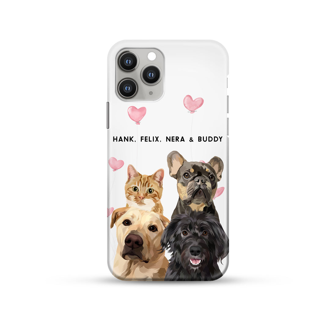 Custom Valentine's Pet Portrait Phone Case - Personalized for Up to 4 Pets - Perfect Gift for Pet Lovers & Couples on Valentine's Day, Anniversaries or Special Occasions