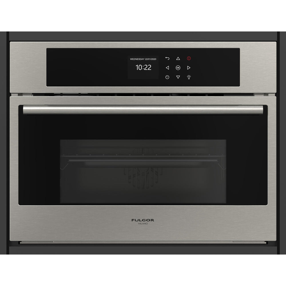 Fulgor Milano 24 Inch 700 Series Built-In Combination Convection Steam Oven - Stainless Steel (Model F7SCO24S1) | Professional Kitchen Appliance for Baking, Roasting & Healthy Cooking