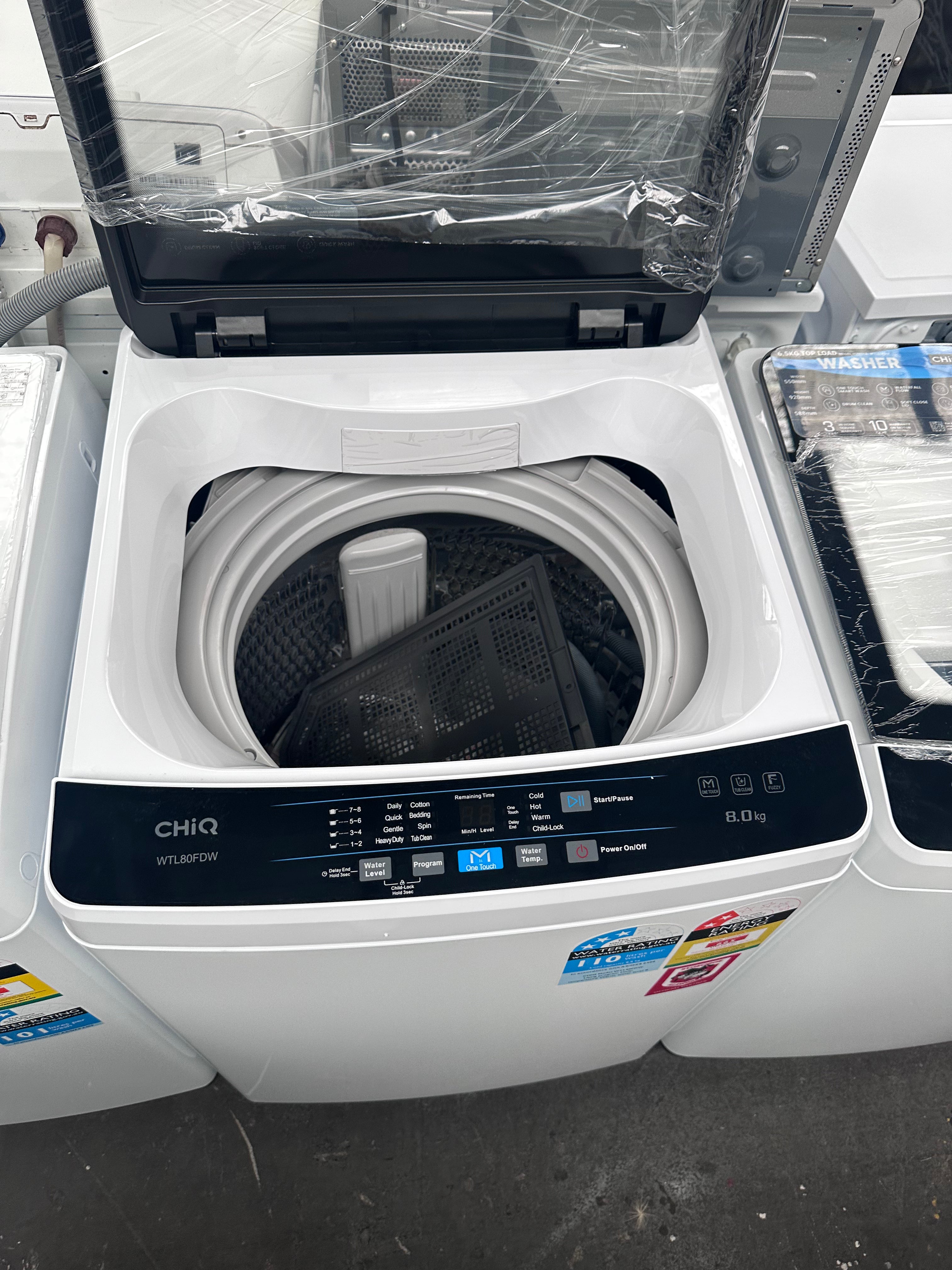 Brand New CHiQ 8kg Top Load Washing Machine WTL80FDW - Energy Efficient, 5 Years Warranty - Perfect for Small Apartments, Dorms & Laundry Rooms