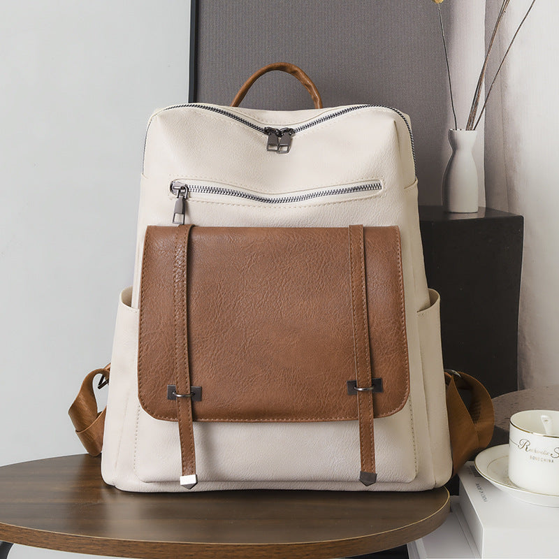 Vegan Leather Large Capacity Women's Backpack - Stylish & Durable Travel, Work & College Laptop Bag for Everyday Use