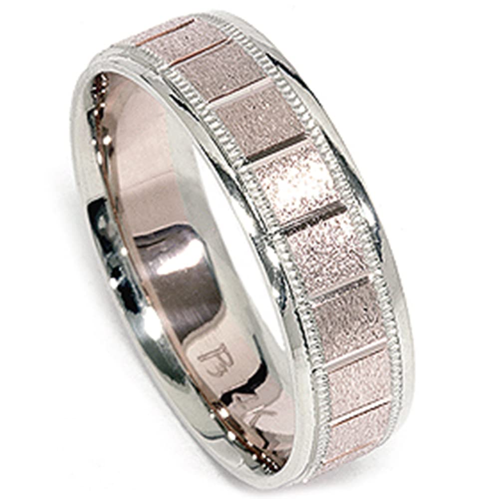 Elegant White & Rose Gold Textured Milgrain 6mm Wedding Band Ring for Women - Perfect for Bridal, Anniversary, and Special Occasion Jewelry Gifts