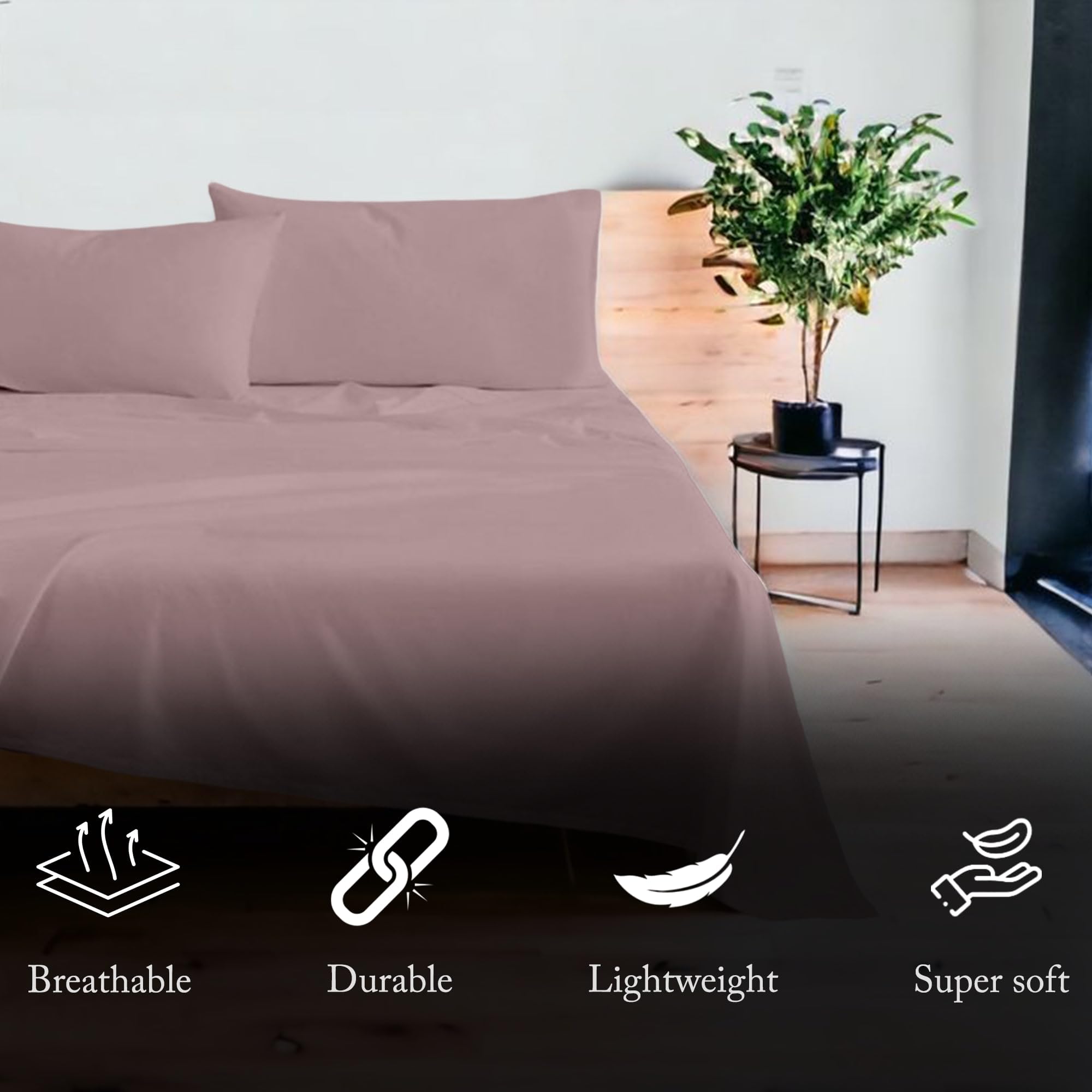 Luxury 1000 Thread Count Egyptian Cotton Queen Sheet Set - 4 Piece Cooling Bedding with 17