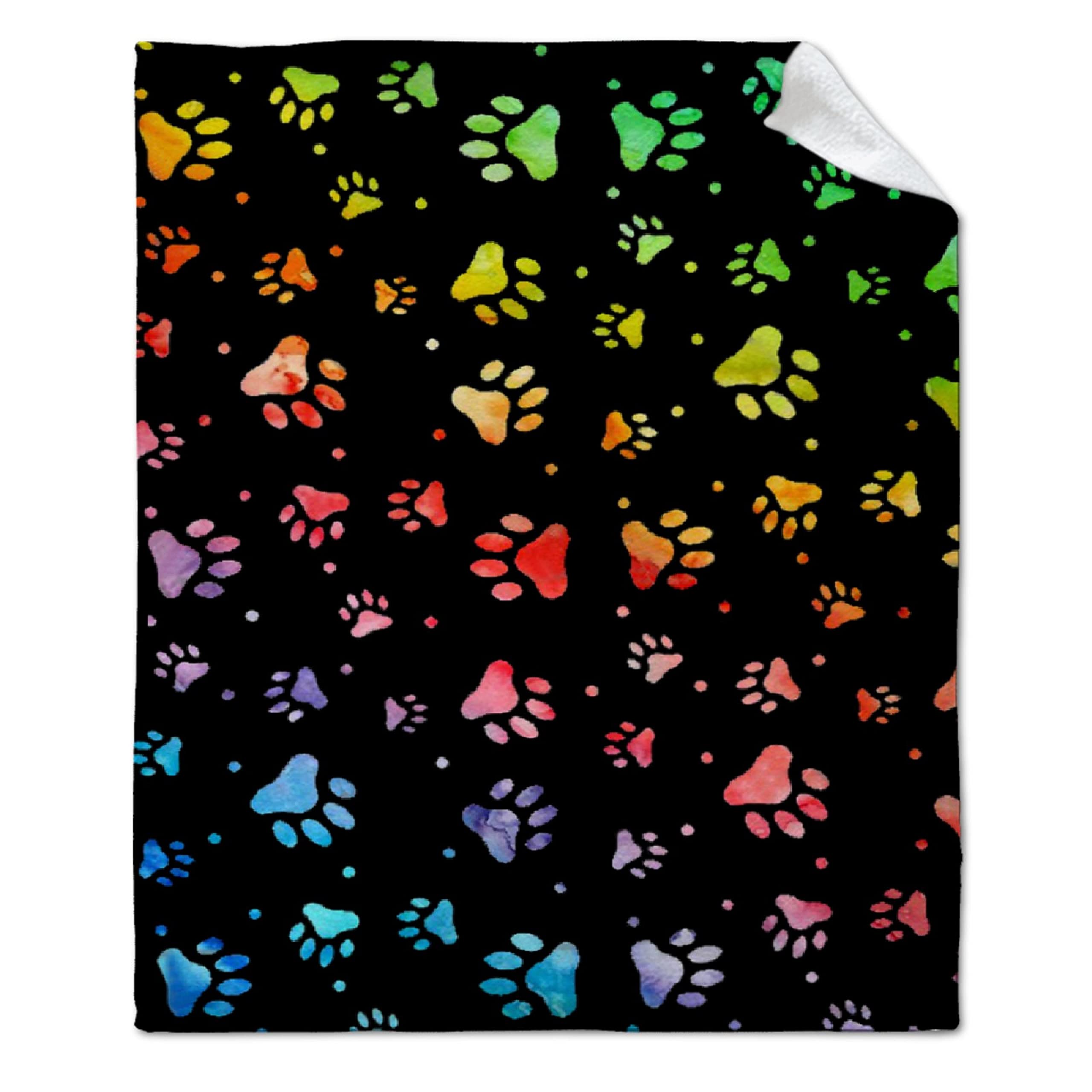 Soft Flannel Fleece Dog Paw Blanket - Lightweight & Cozy Throw for Dog Lovers, 60