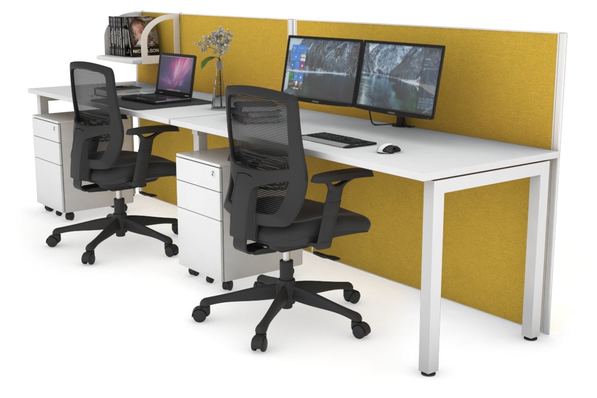 Horizon Quadro 2-Person Office Workstation with Square Legs - 1600L x 700W Dimensions - Perfect for Shared Workspaces & Collaborative Office Environments