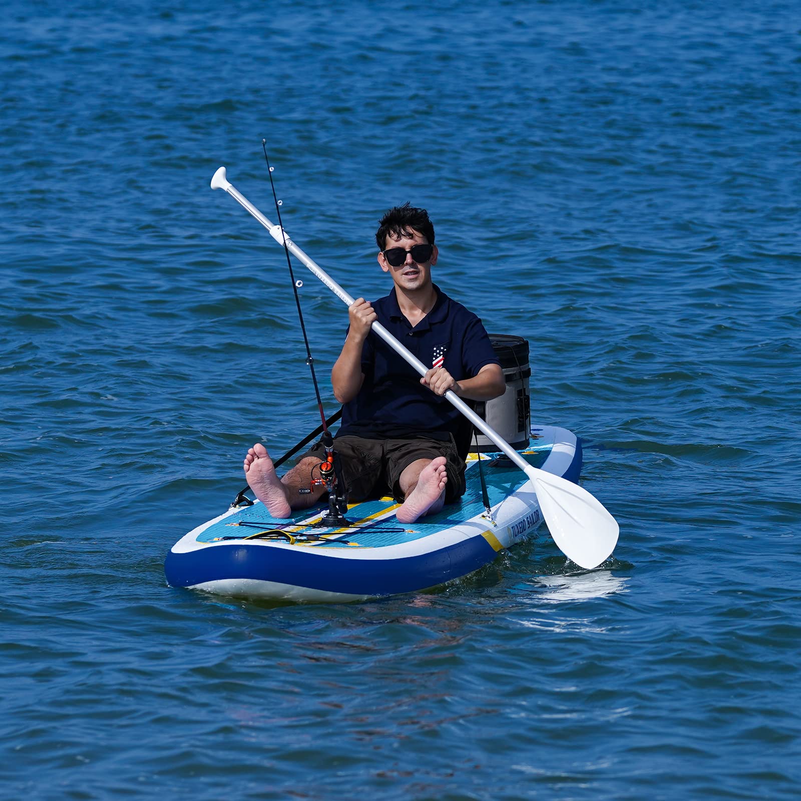Premium Inflatable Stand Up Paddle Board - Complete SUP Kit with Paddle, Pump, Fin & Backpack - Lightweight Tuxedo Sailor Design for Yoga, Surfing & Family Fun on Lakes, Rivers & Oceans
