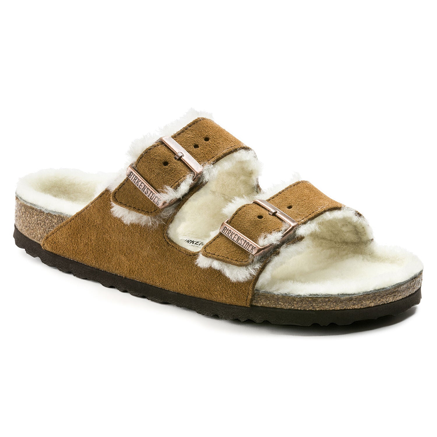 Birkenstock Arizona Shearling Suede Sandals for Women - Soft Mink Color Comfortable Slide Sandals for Casual Wear, Home & Outdoor Use
