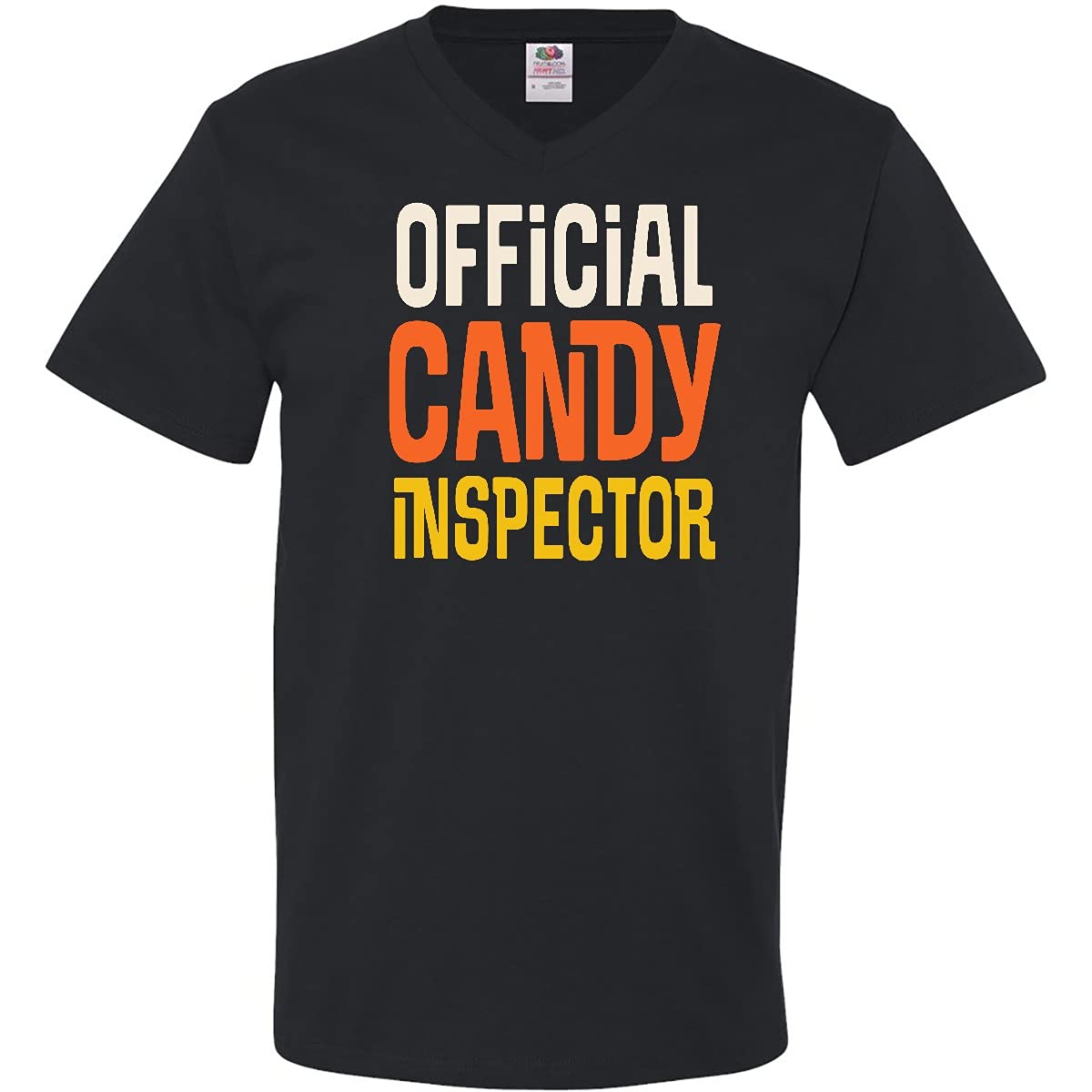 Inktastic Candy Inspector Men's V-Neck T-Shirt - Funny Graphic Tee for Men, Soft Cotton Casual Shirt - Perfect for Halloween, Comic Con & Candy Lovers