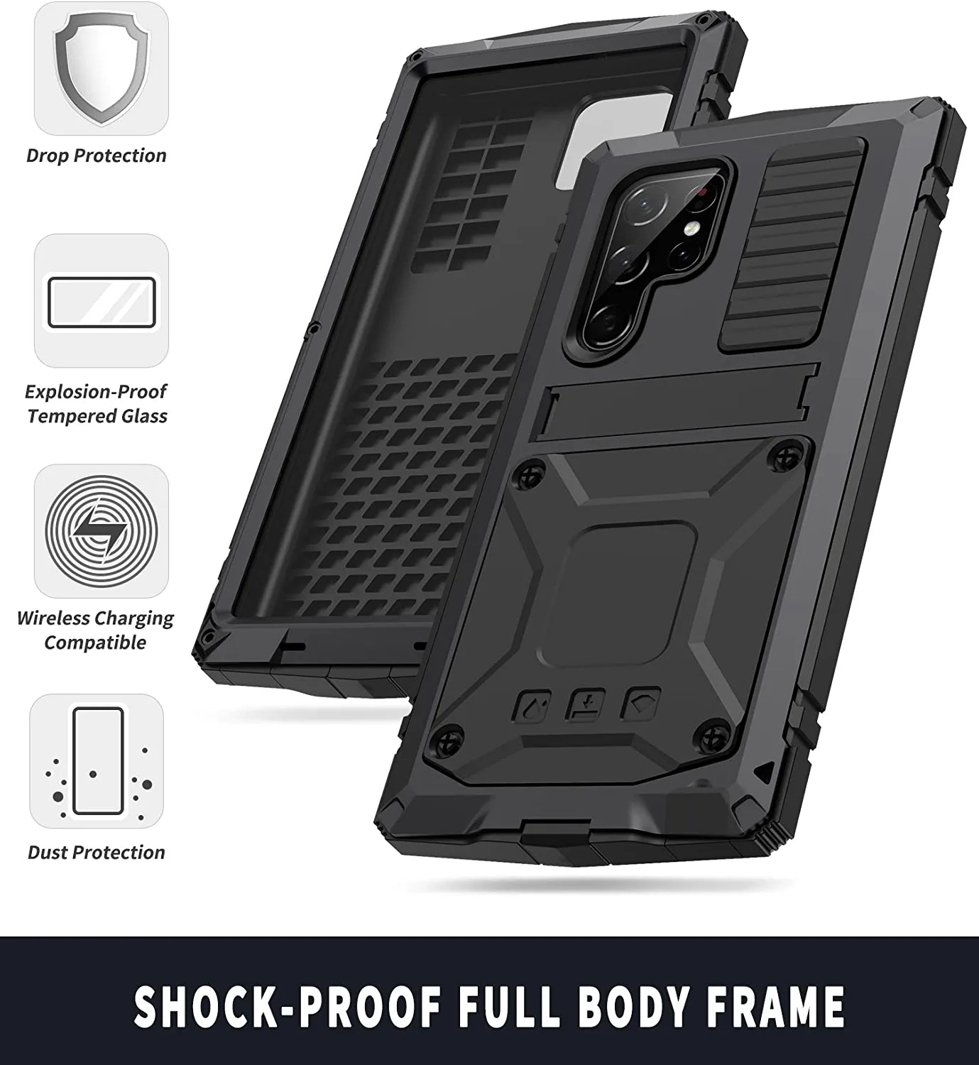 Samsung Galaxy S23 Ultra Aluminum Metal Case with Gorilla Glass Protection - Durable & Slim Design for Everyday Use, Travel, and Outdoor Activities