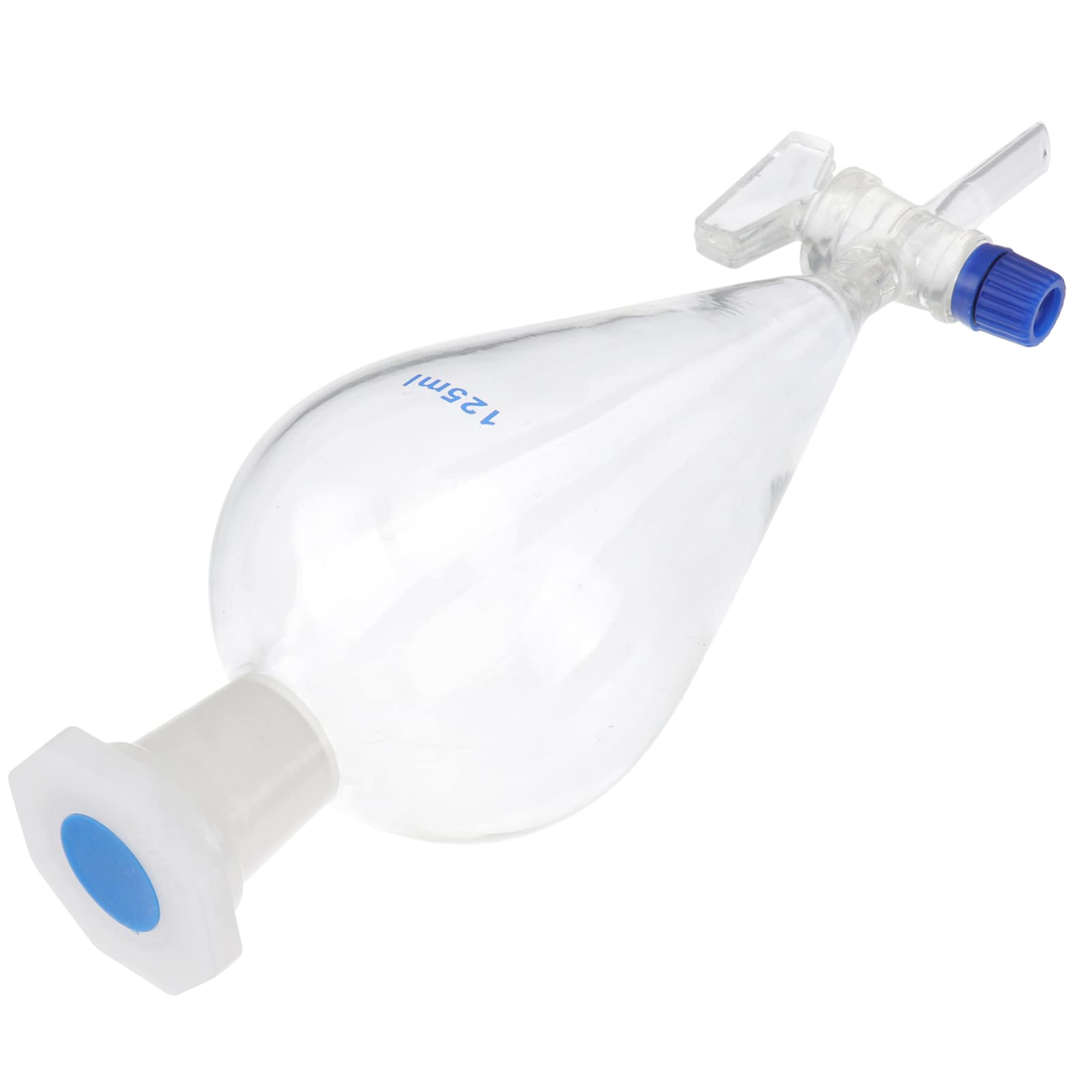 Borosilicate Glass Separatory Funnel 125ml - Heavy Wall Conical Flask Funnel with 24/40 Joints & PTFE Stopcock for Essential Oil Distillation, Lab Chemistry Experiments, and Liquid Separation