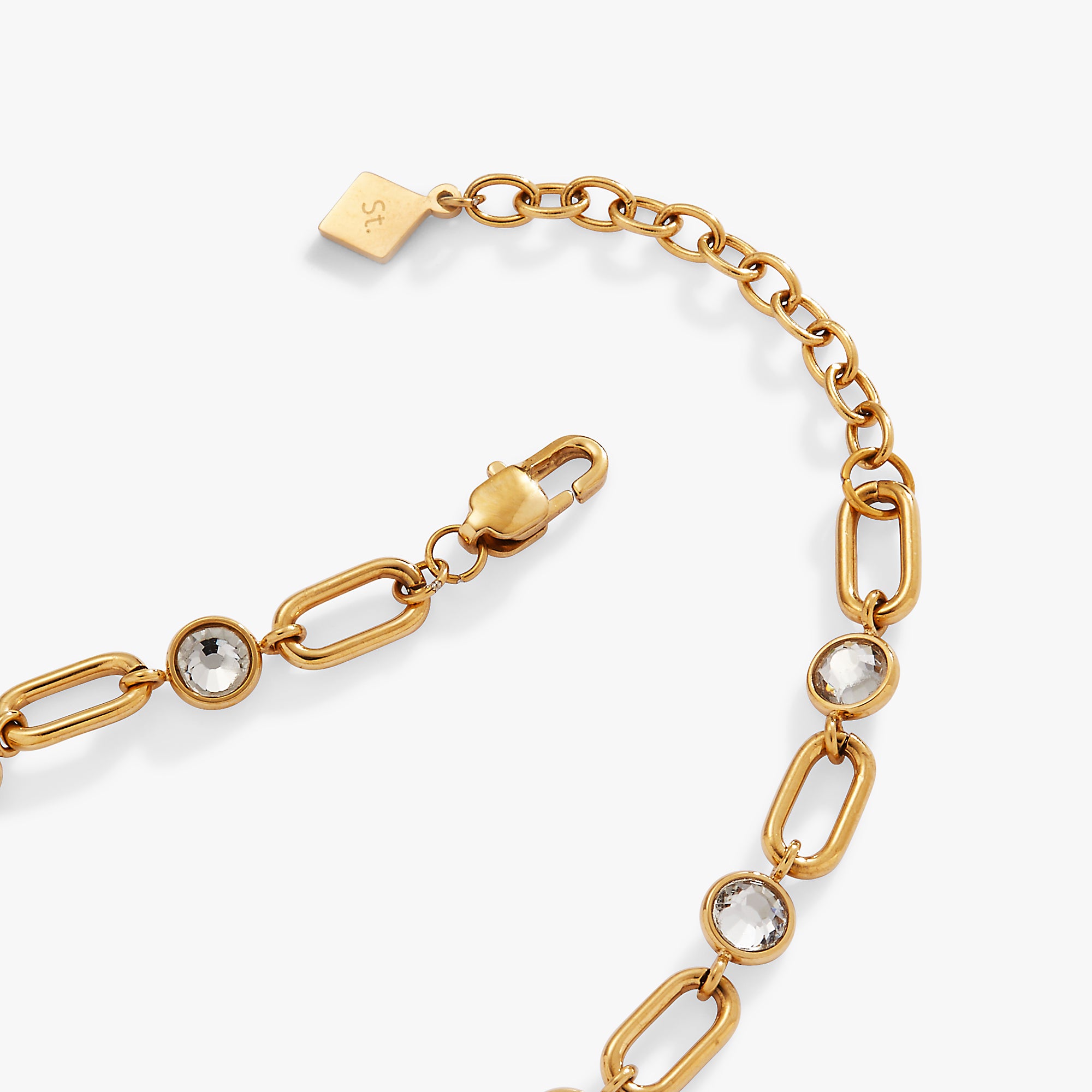 Adjustable Crystal & Paperclip Chain Bracelet for Women - Elegant Fashion Jewelry for Daily Wear, Parties & Gifts