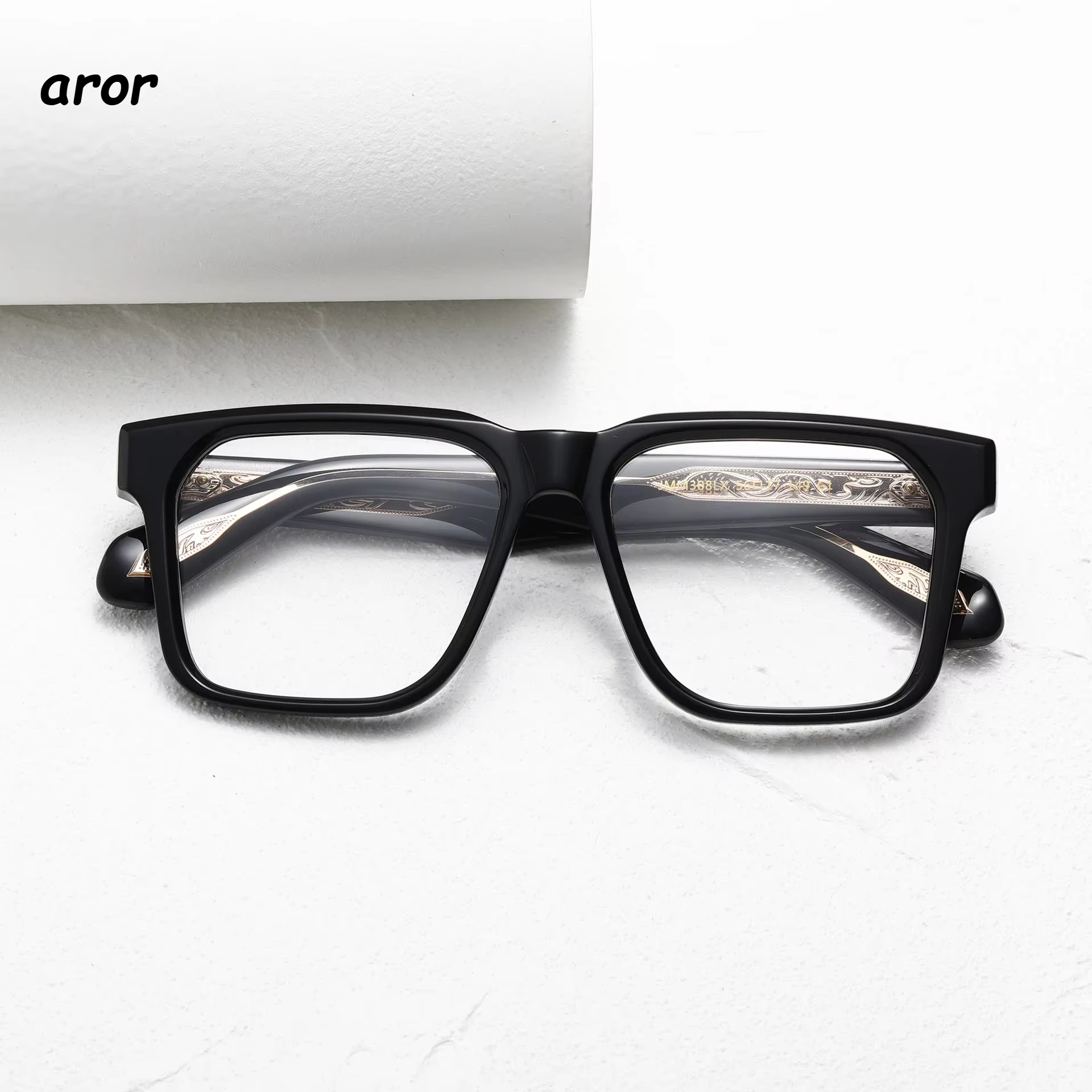 Stylish Aror Men's Full Rim Big Square Acetate Eyeglasses Frame 94308 - Trendy Square Glasses for Men, Durable Acetate Material, Perfect for Office, Reading & Fashion Accessories