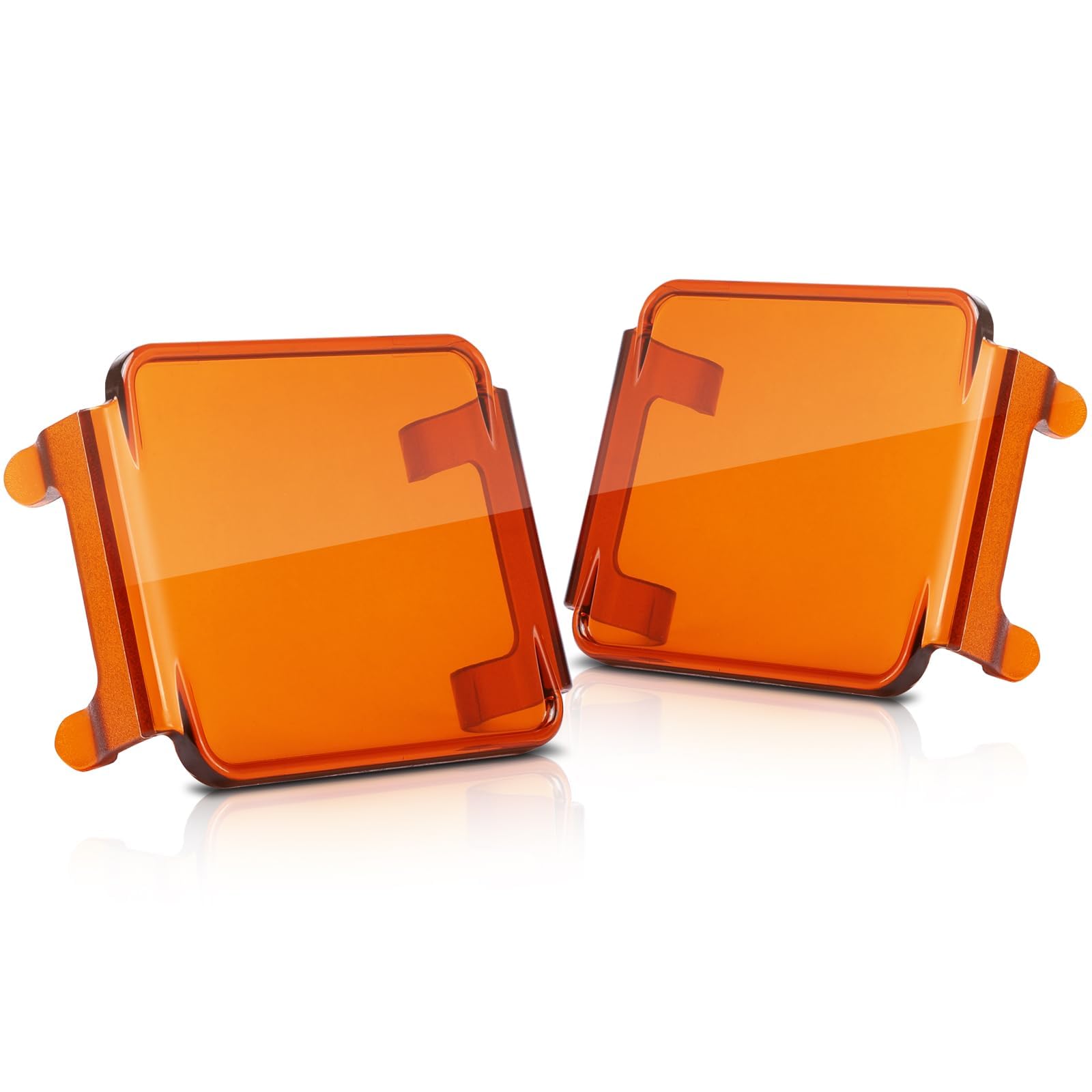 3 Inch Amber LED Pod Covers 2PCS - Durable Polycarbonate Square LED Light Bar & Cube Covers - Protective Lens for Off-Road, Truck, ATV, Marine & Work Lights
