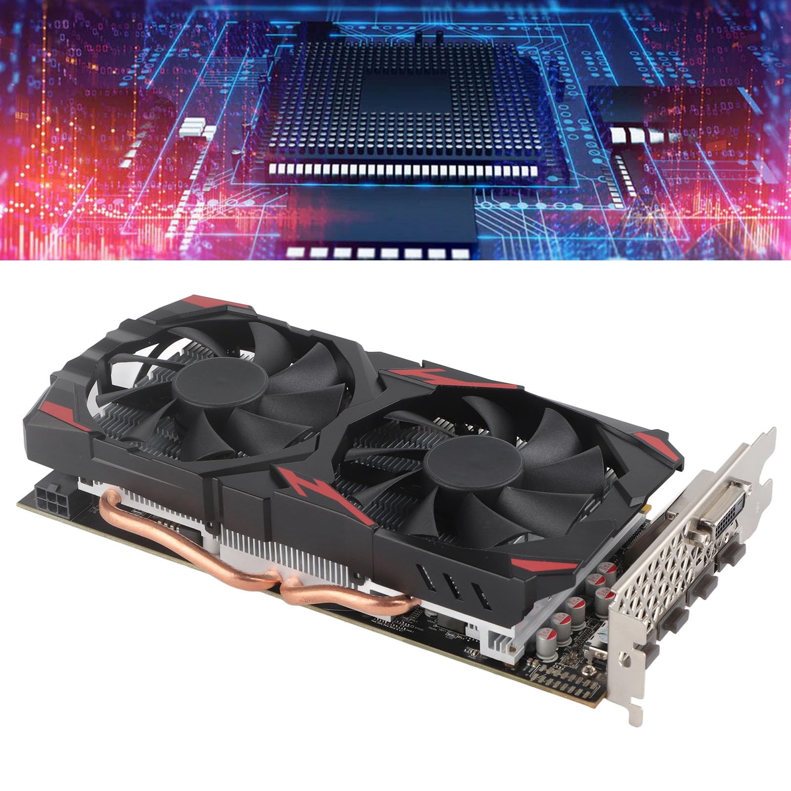 RX580 8GB GDDR5 256-bit Gaming Graphics Card with Dual Cooling Fans - 2048 Stream Processors, 1284MHz Core Clock, 7000MHz Memory Speed - Ideal for PC Gaming, Video Editing & Cryptocurrency Mining (Includes 3x DisplayPort & DVI Outputs)