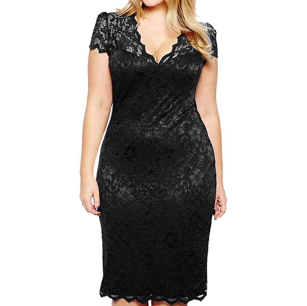 Sexy V-Neck Lace Prom Dress for Women - Short Sleeve Hollow Out Formal Gown for Evening Party, Birthday, Homecoming & Special Occasions