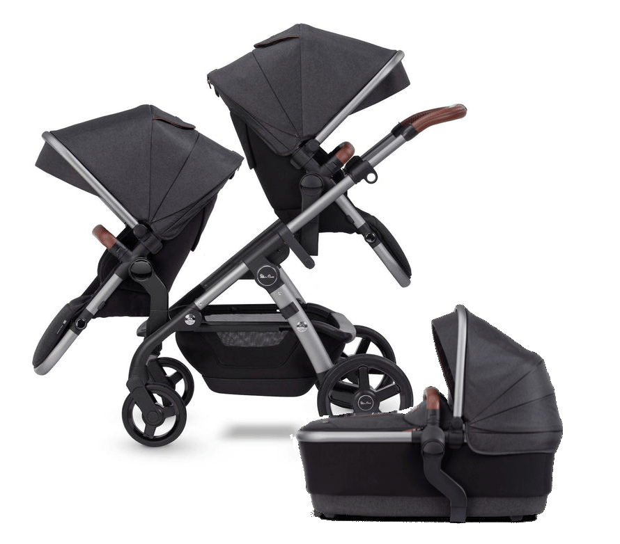 Silver Cross Wave 2022 Luxury Double Stroller for Twins - Lightweight Compact Foldable Design Perfect for Travel, Shopping & Daily Use