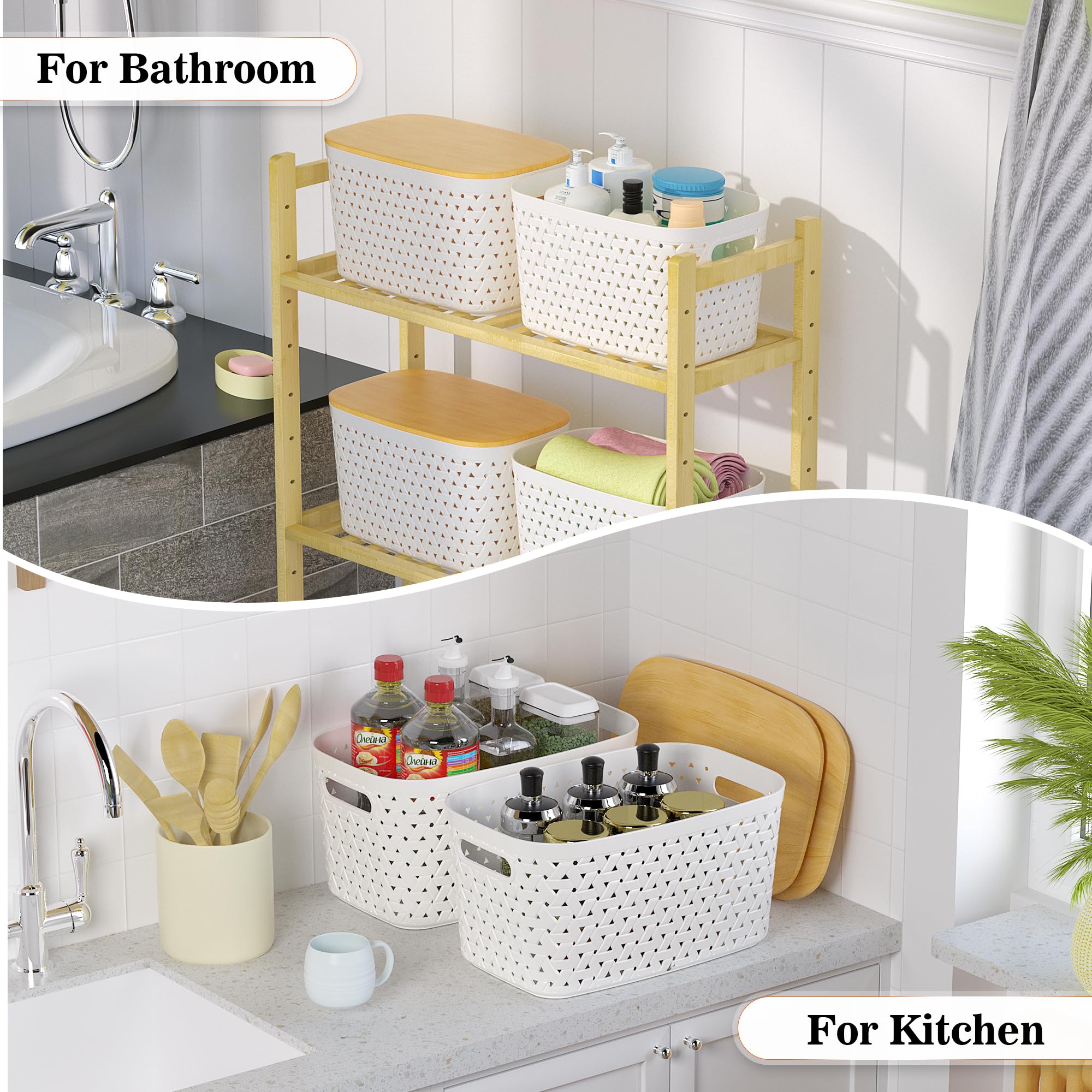 4-Pack Bamboo Lid Plastic Storage Bins | 11.9