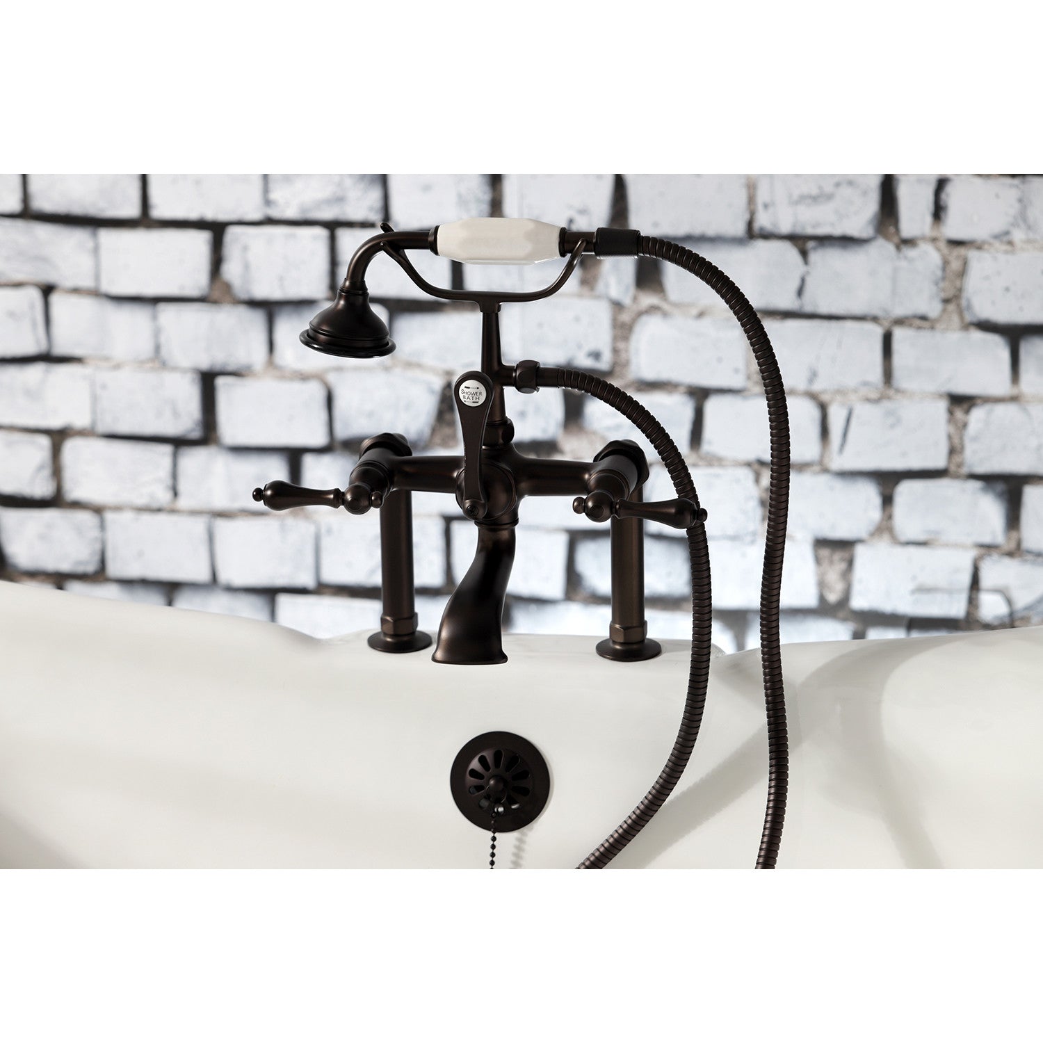 Vintage Clawfoot Tub Faucet with Hand Shower - Oil Rubbed Bronze 3-Handle 2-Hole Deck Mount Bathroom Fixture for Classic & Modern Bathrooms