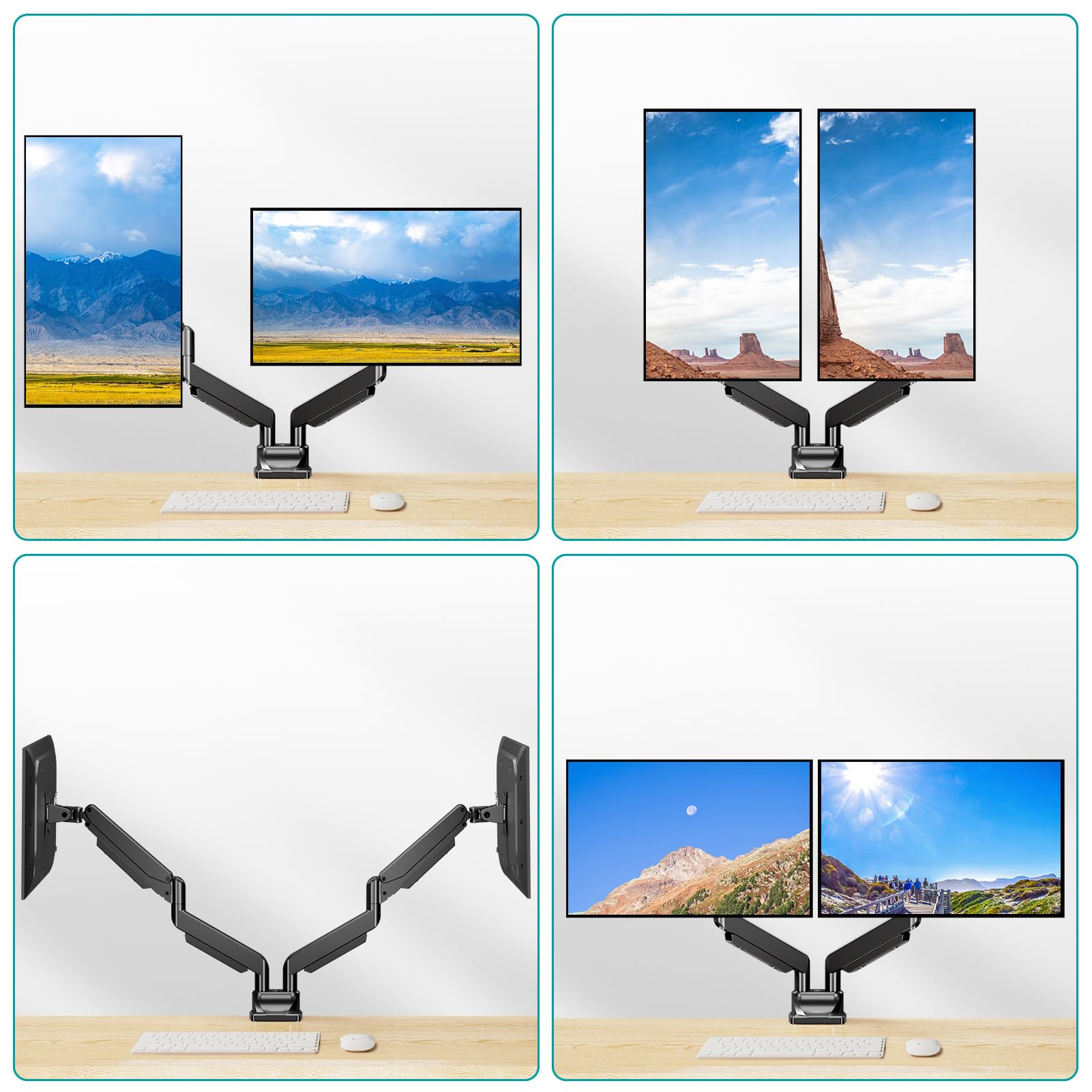Dual Monitor Stand for 42 Inch Screens - Heavy Duty 2 Monitor Mount with 33lbs Capacity per Arm, VESA 75x75/100x100 - Perfect for Ultrawide Gaming & Office Workstations