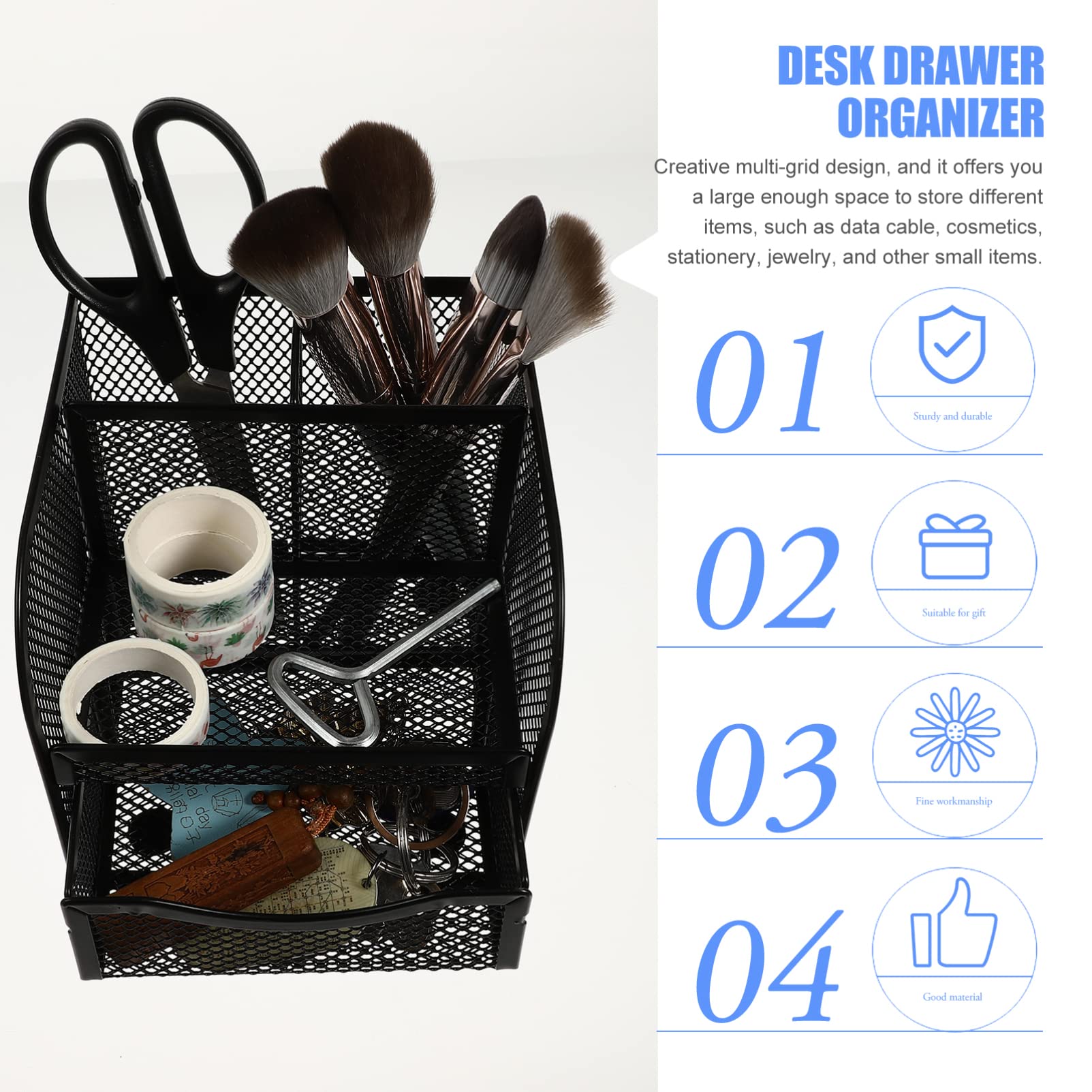 Desk Drawer Organizer with Shelf - Office Supplies & Pen Holder for Desk Organization | Perfect for Home Office, School, and Workspace Accessories Storage