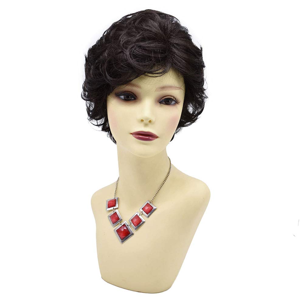 Natural Black Short Wavy Layered Wigs for Women - Premium Kanekalon Heat-Friendly Lightweight Fashion Wig - Perfect for Cosplay, Daily Wear & Special Occasions (Style F603553, Color 2# Natural Black)