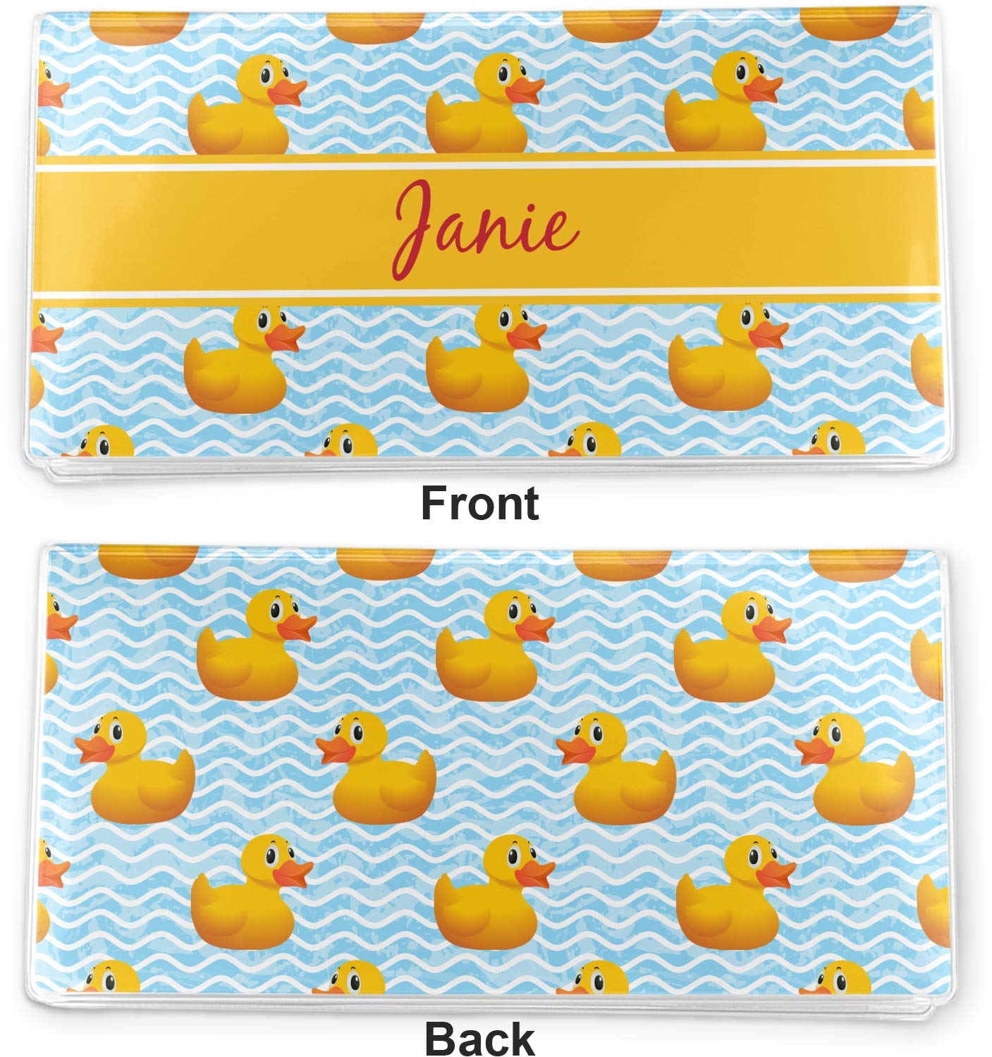 Custom Rubber Duck Vinyl Checkbook Cover - Personalized Waterproof Wallet Protector for Kids & Adults - Perfect for Gifts, Travel, and Everyday Use