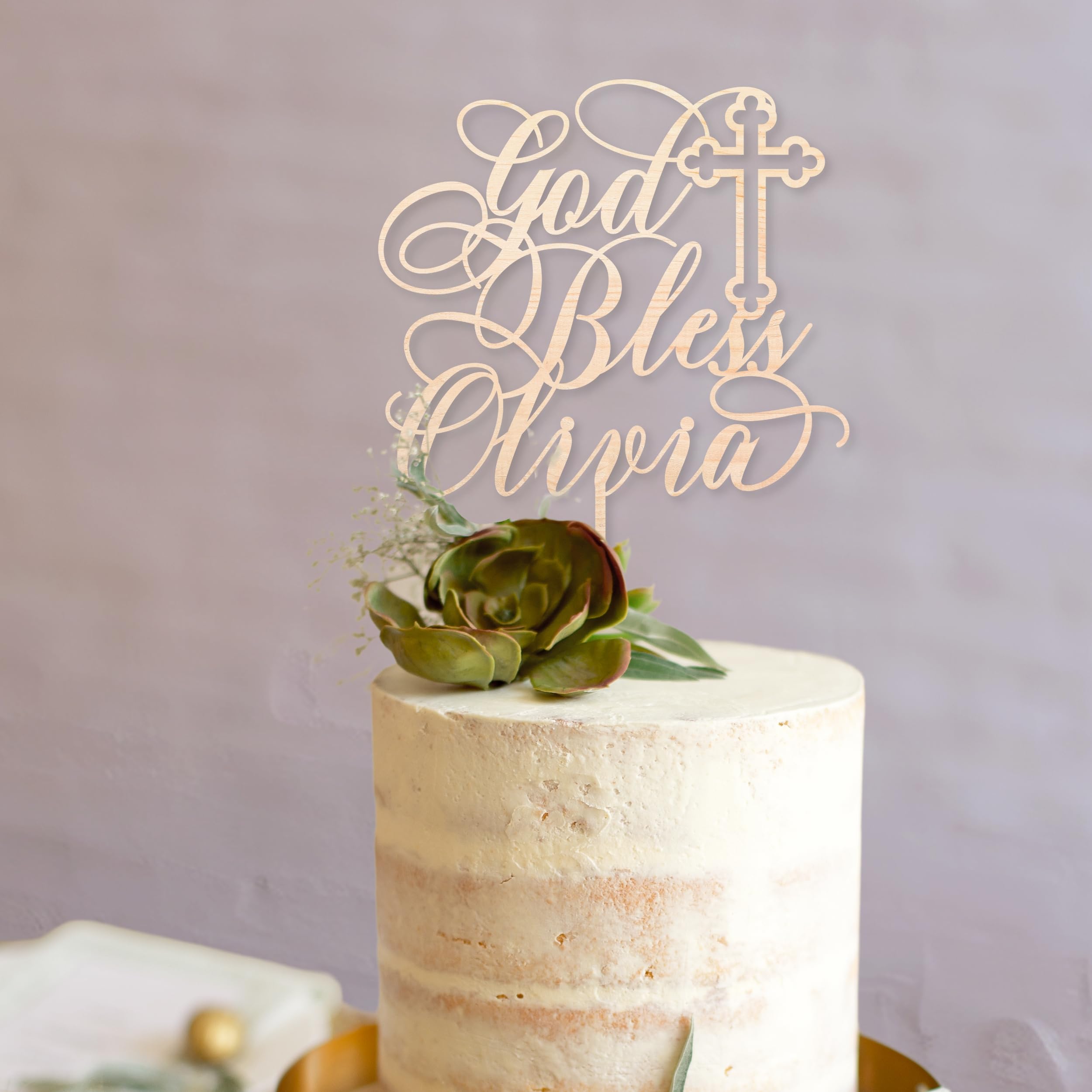Custom Baptism Cake Topper Personalized with Name - Christening & Communion Cake Decor for Boys & Girls - Perfect for Baptism, First Communion, Baby Shower & Religious Celebrations