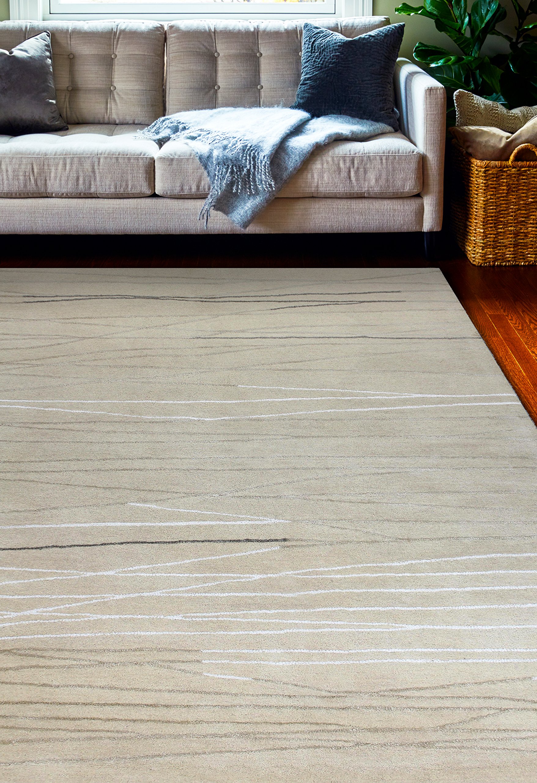 Luxury Hand Tufted Wool & Viscose Area Rug - Bashian Collection - 3.9’ x 5.9’ Ivory - Soft Living Room Rug, Bedroom Carpet - Perfect for Home Decor, Cozy Spaces & Modern Interior Design