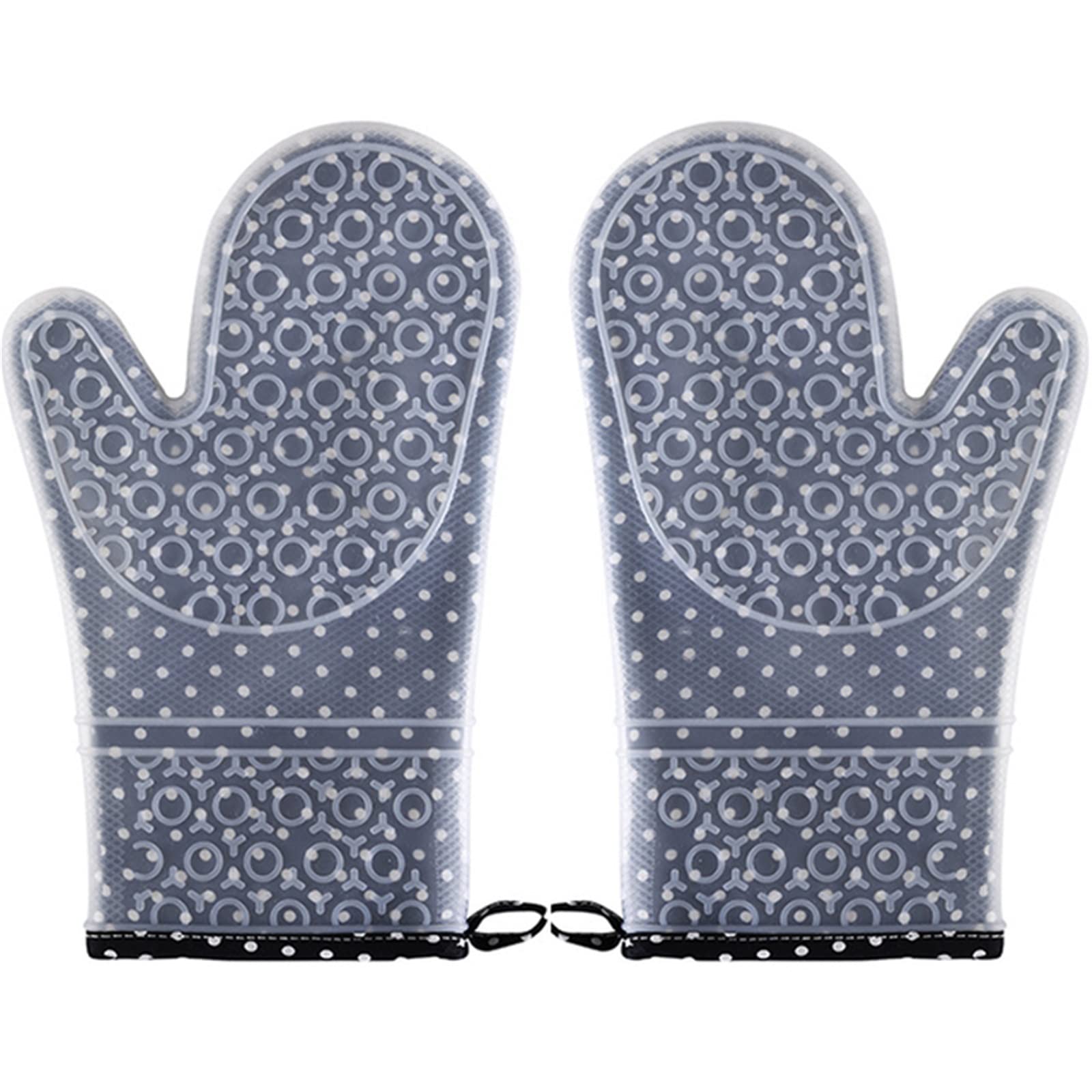 Heat Resistant Double Layer Silicone Oven Mitts - Non-Slip Thickened Kitchen Gloves for Baking, BBQ & Cooking - Perfect Pot Holder for Grilling, Roasting & Baking (One Size, Color A)