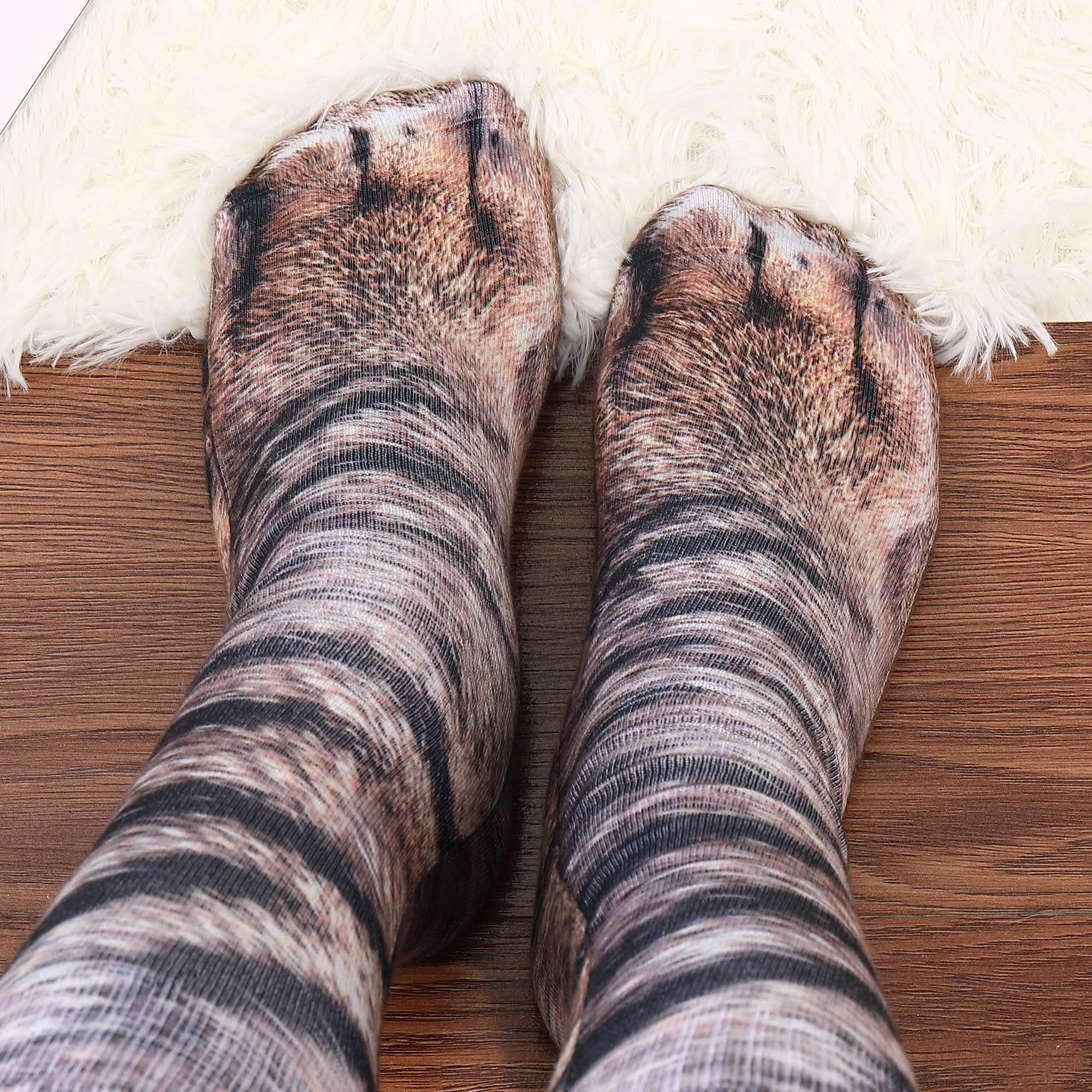 Funny 3D Animal Paw Socks - Cute Cat Tiger Dog Crew Socks for Men & Women | Novelty Gift for Pet Lovers | Perfect for Cosplay, Halloween & Funny Gifts