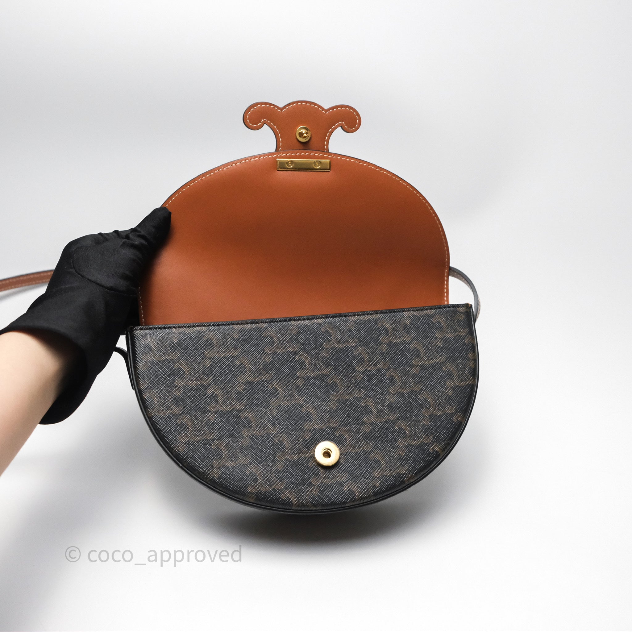 Celine Triomphe Canvas Leather Crossbody Bag in Tan - Stylish and Elegant for Work, Travel & Everyday Use