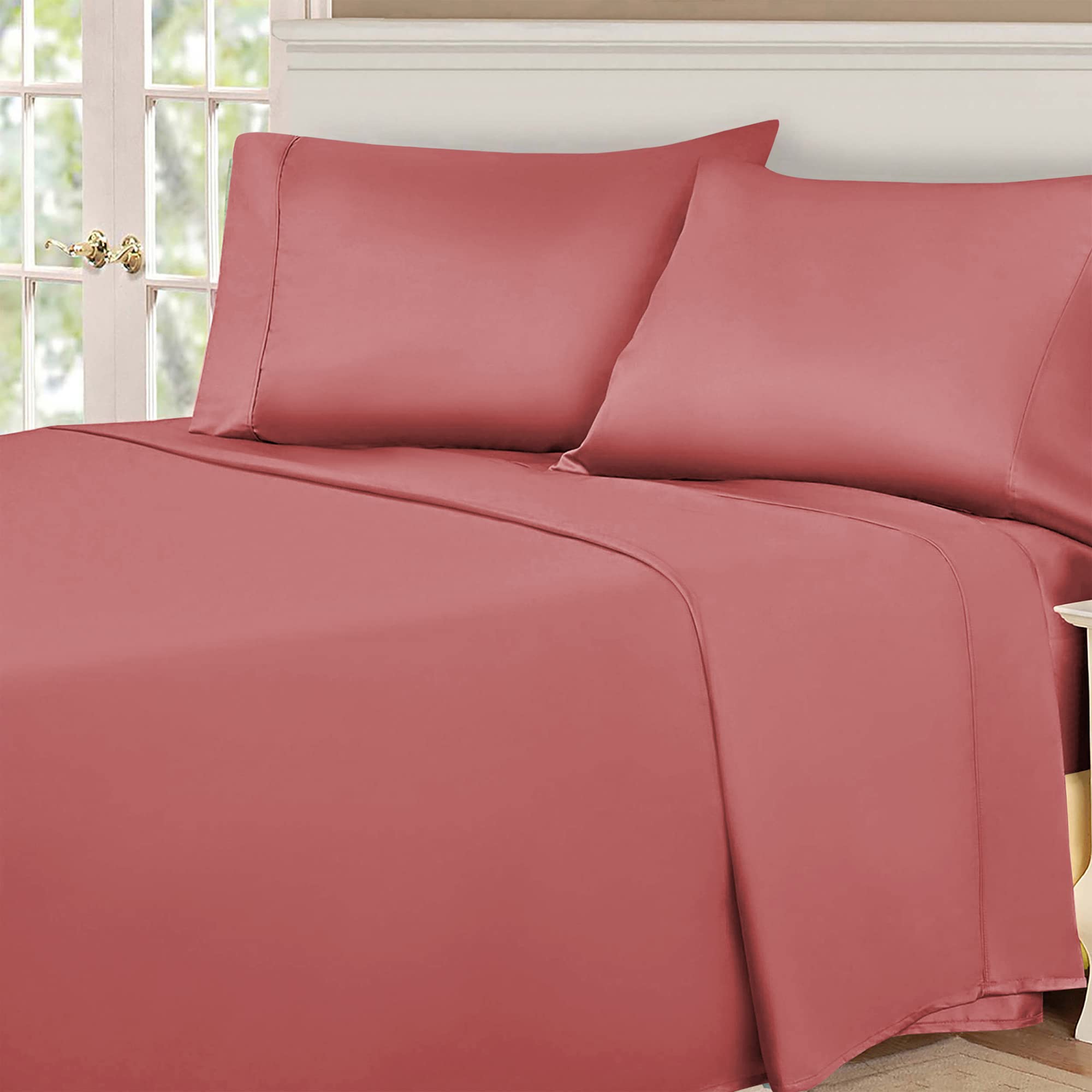 Premium 530 Thread Count Egyptian Cotton Bed Sheet Set - 1 Deep Pocket Fitted Sheet, 1 Flat Sheet & 2 Pillowcases - Ultra Soft Luxury Sateen Weave Bedding - California King Size in Blush Pink - Perfect for Master Bedrooms, Guest Rooms & Luxury Hotels