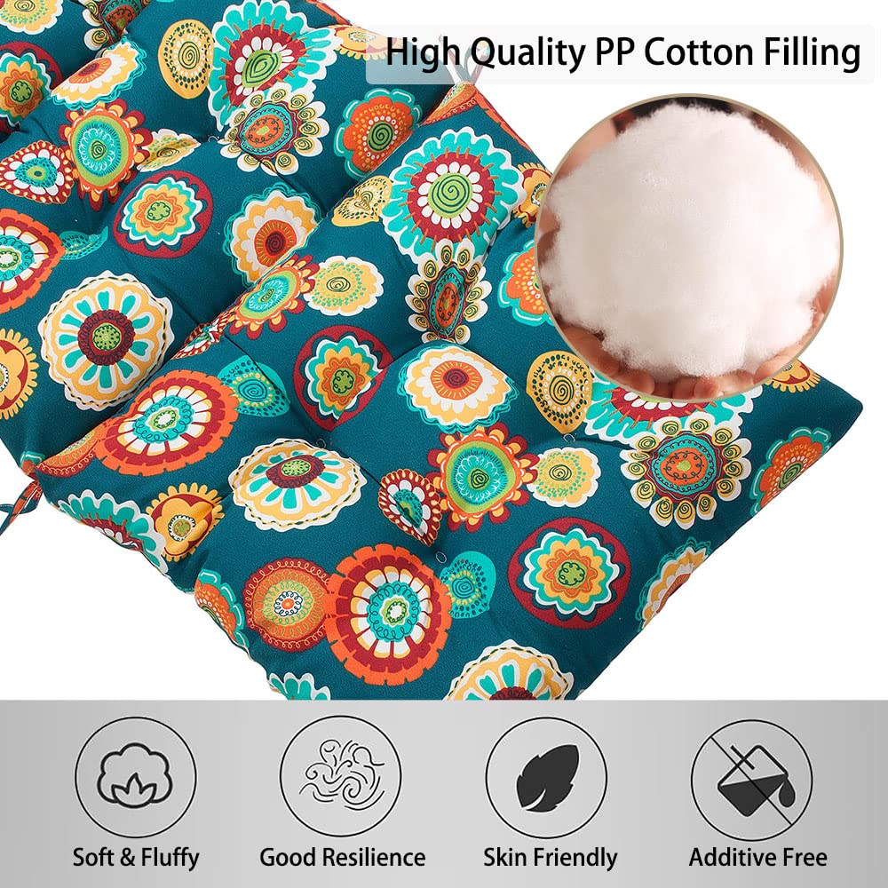 Premium Waterproof Tufted High Back Chair Cushion Set of 2 - All-Weather Indoor/Outdoor Deep Seating Cushions for Rocking Chairs, Patio Chaise Lounges & Sun Loungers (Heronsbill Turquoise Green) - Perfect for Backyard, Poolside & Garden Relaxation