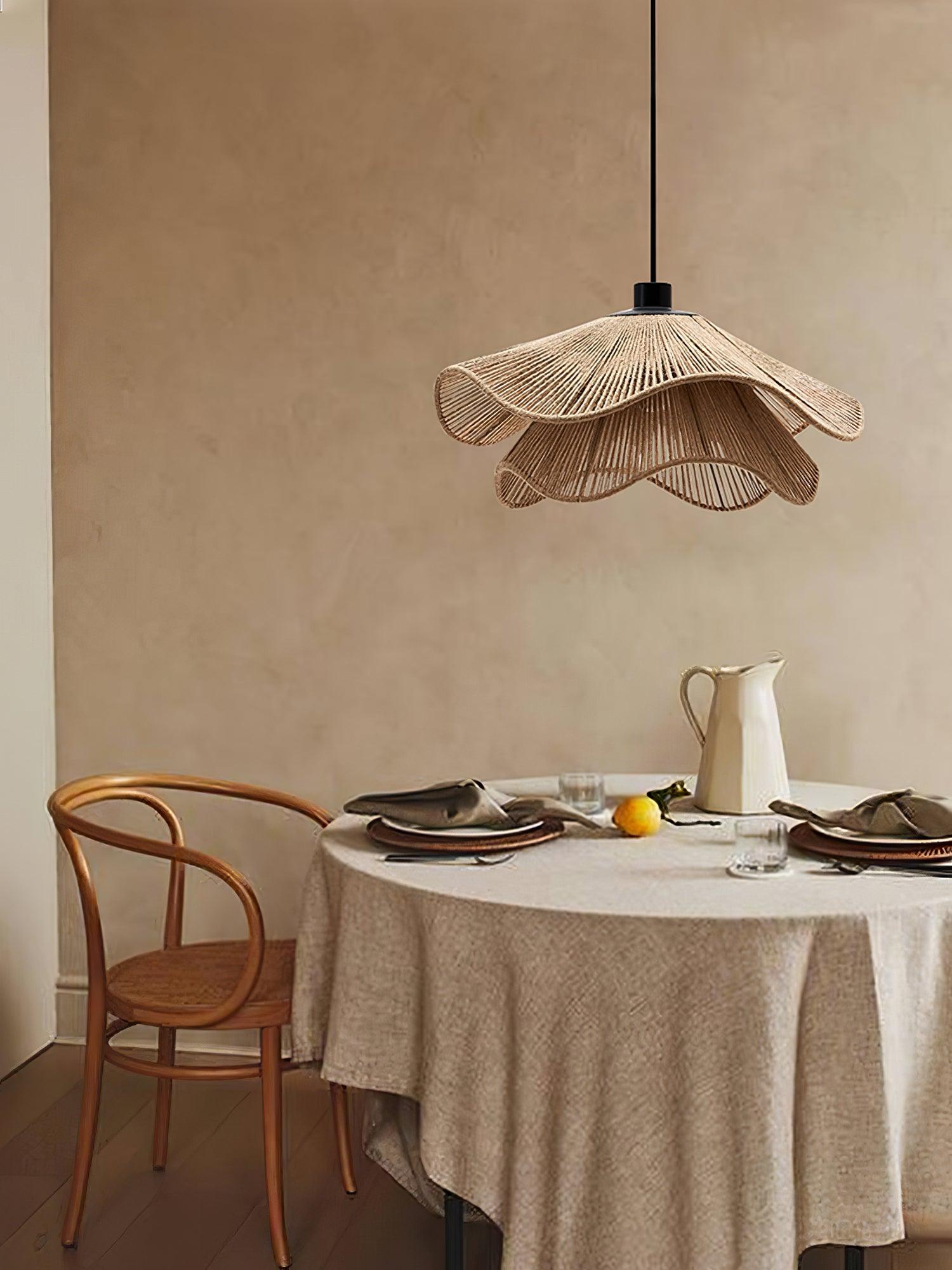 Handmade Straw Hat Pendant Lamp - Natural Woven Rattan Ceiling Light Fixture for Boho, Beach House & Farmhouse Decor - Perfect for Living Room, Bedroom or Patio Lighting